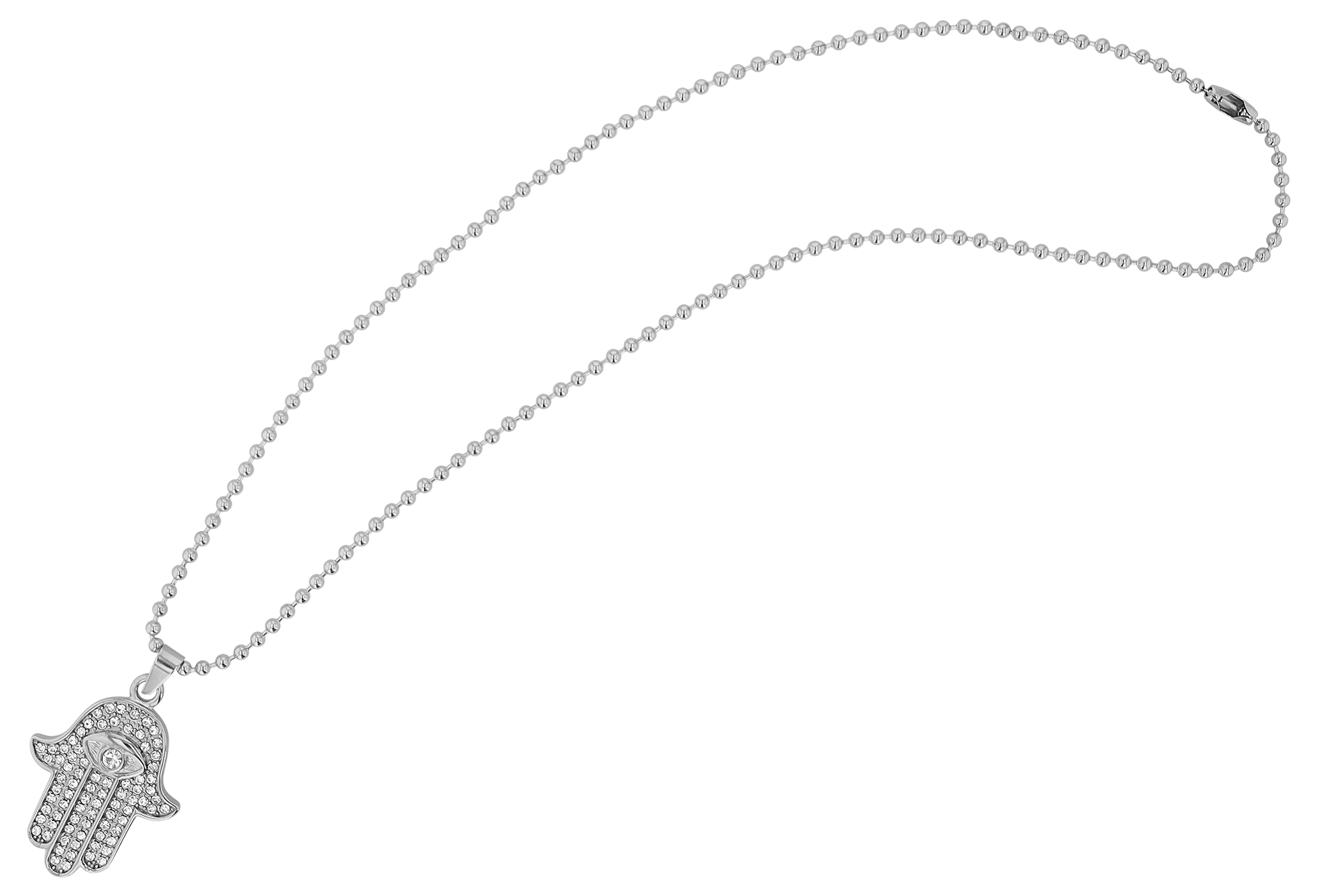 "Chamsa - Hand der Fatima" Edelstahl Kette mit Anhänger, 45 cm, silberfarben