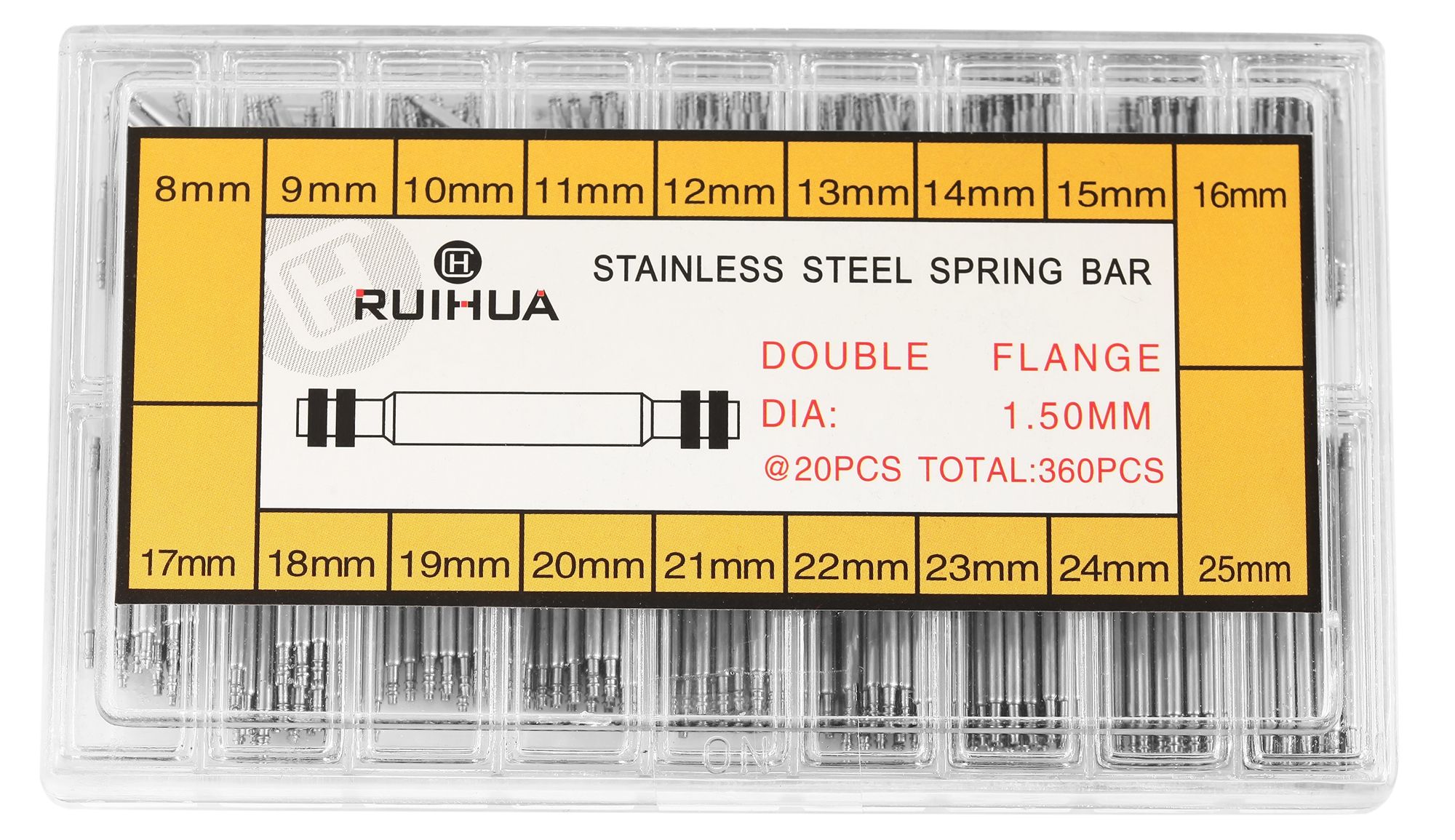 360-teiliges Federsteg-Sortiment (Ø 1,5 mm) - 8 mm bis 25 mm