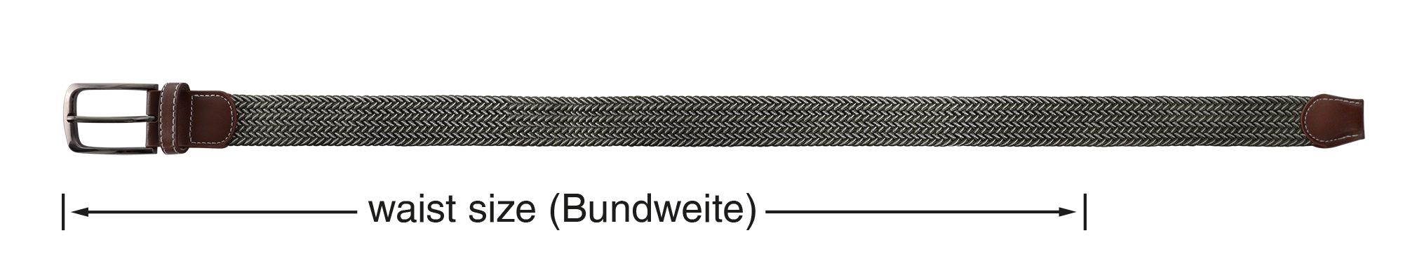 Flechtgürtel aus Textil (khaki/ weiß) in Größen 110 cm (M)