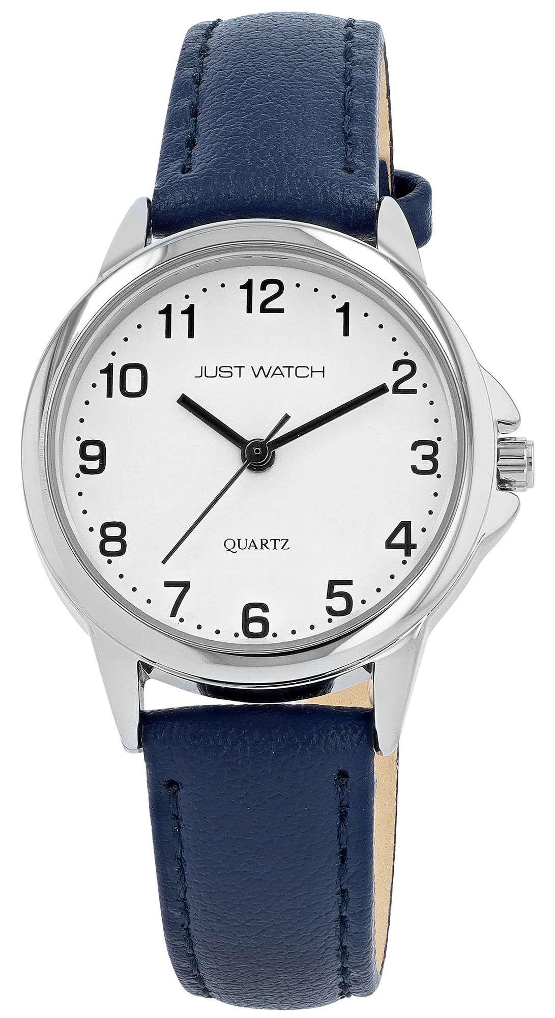 JUST WATCH "Brigitt" Damenuhr  Ø 29 mm, Echt Lederarmband, blau/ silberfarben