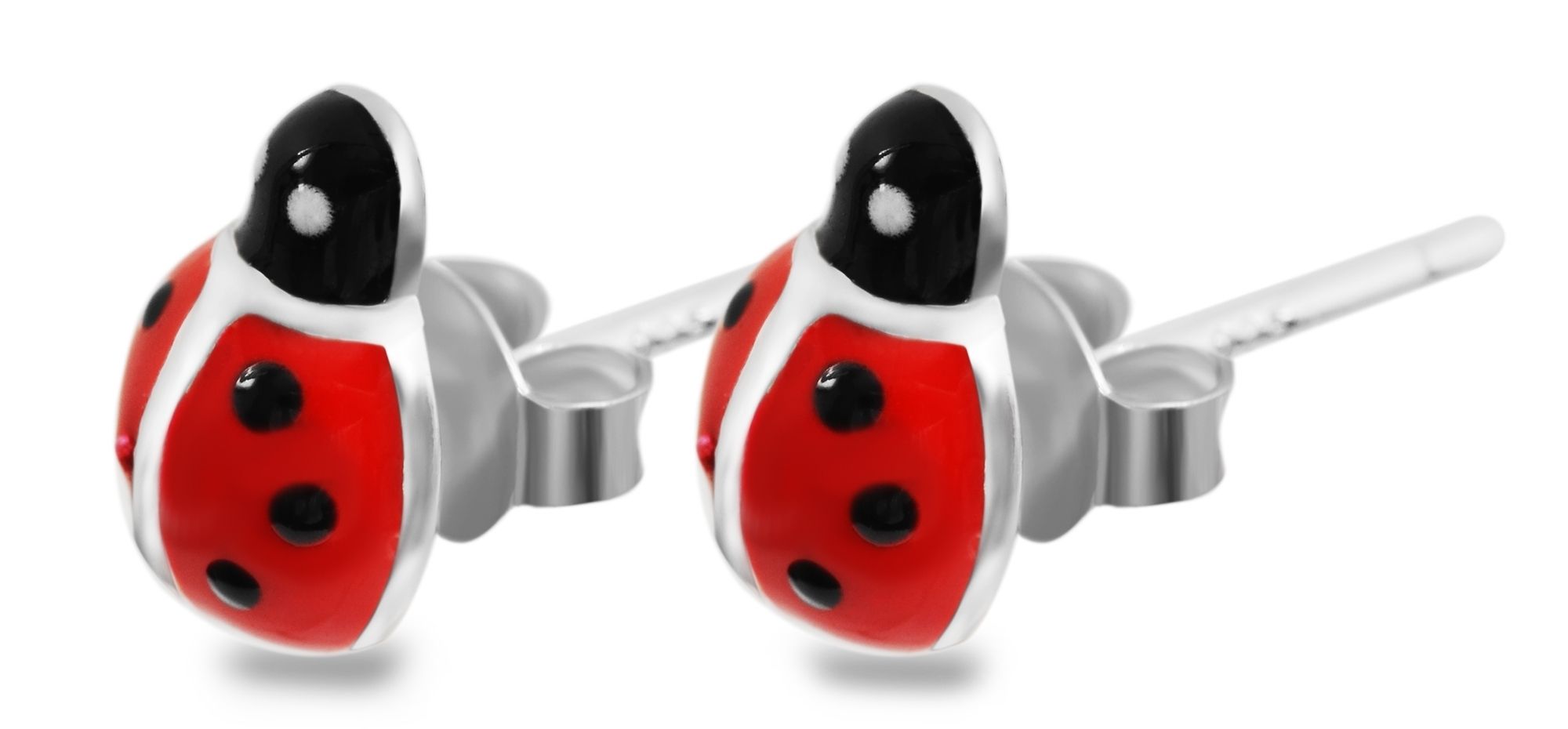 "Glückskäfer Dotti" 925/- Silber, Kinder Ohrstecker - Marienkäfer, rhodiniert