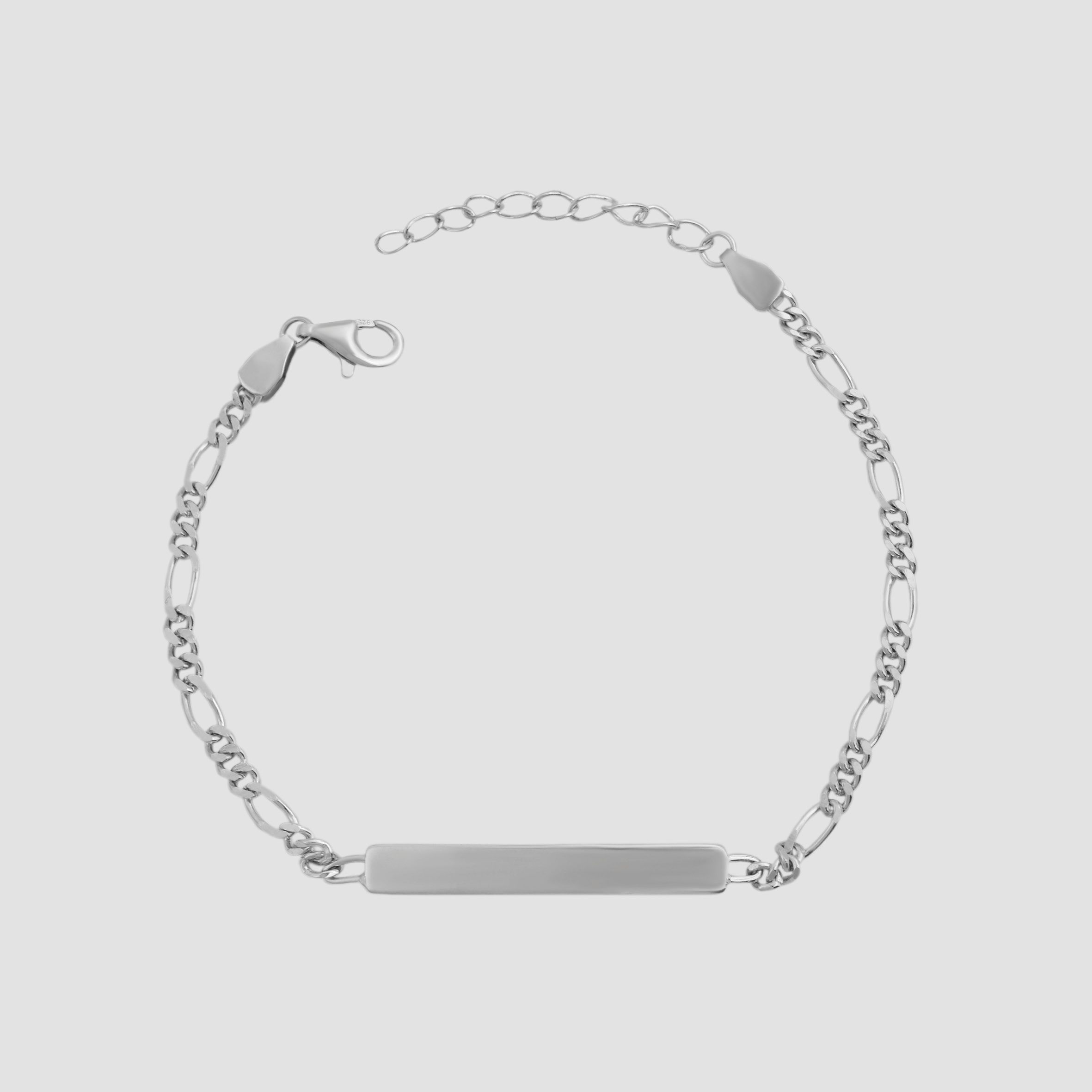 925/- Echt Silber Identarmband "Ida", 17+3 cm, 925/ rhodiniert