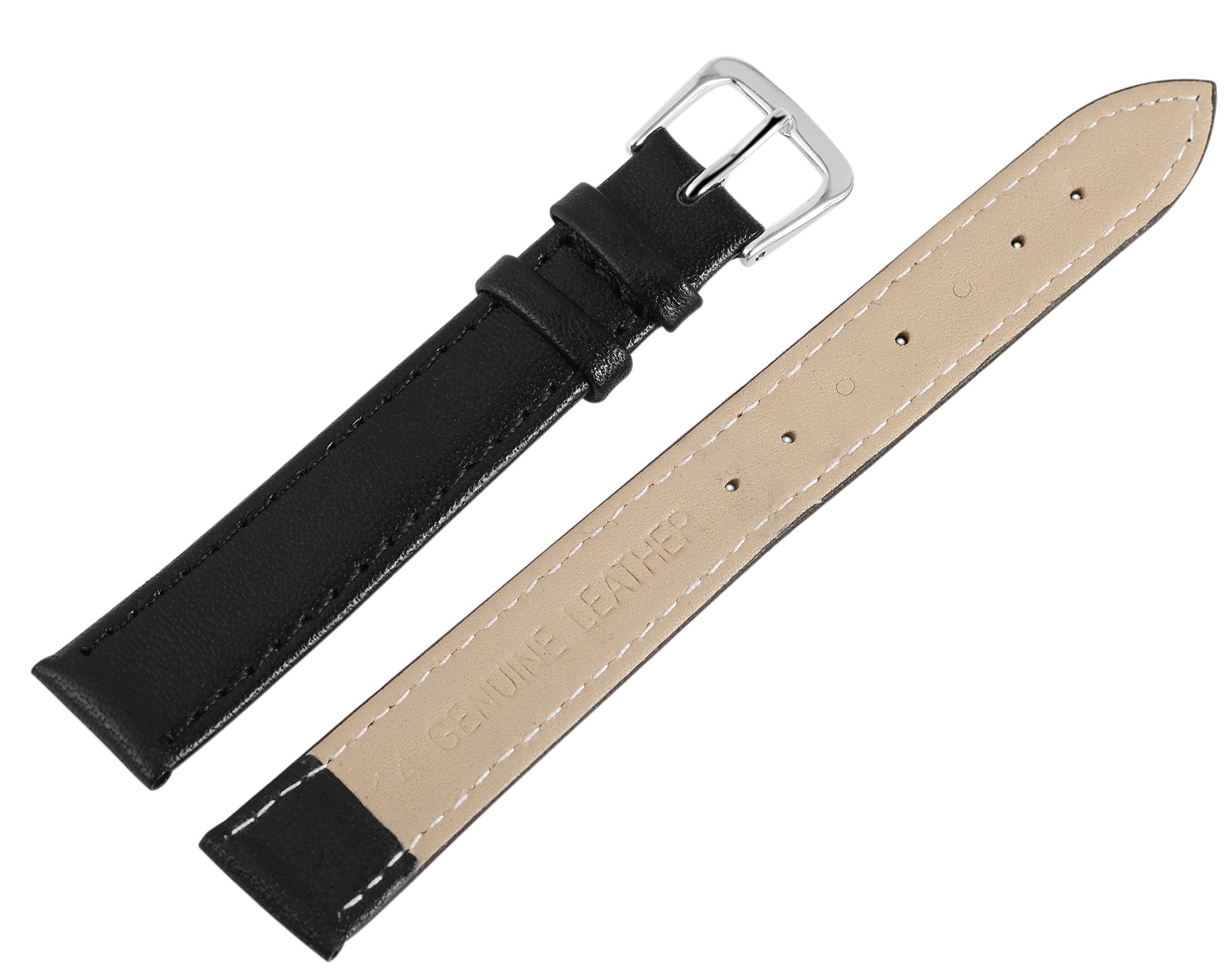 12er Set Echtleder-Uhrenarmband in schwarz, 14 mm