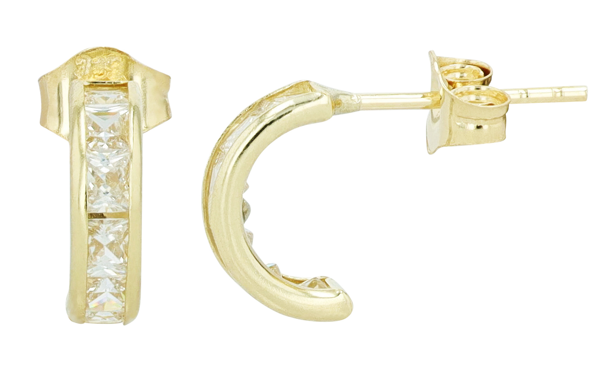 333/- Echt Gold "Eira" Halbcreole Ø 6 mm, Zirkonia, Gelbgold, 8 Karat