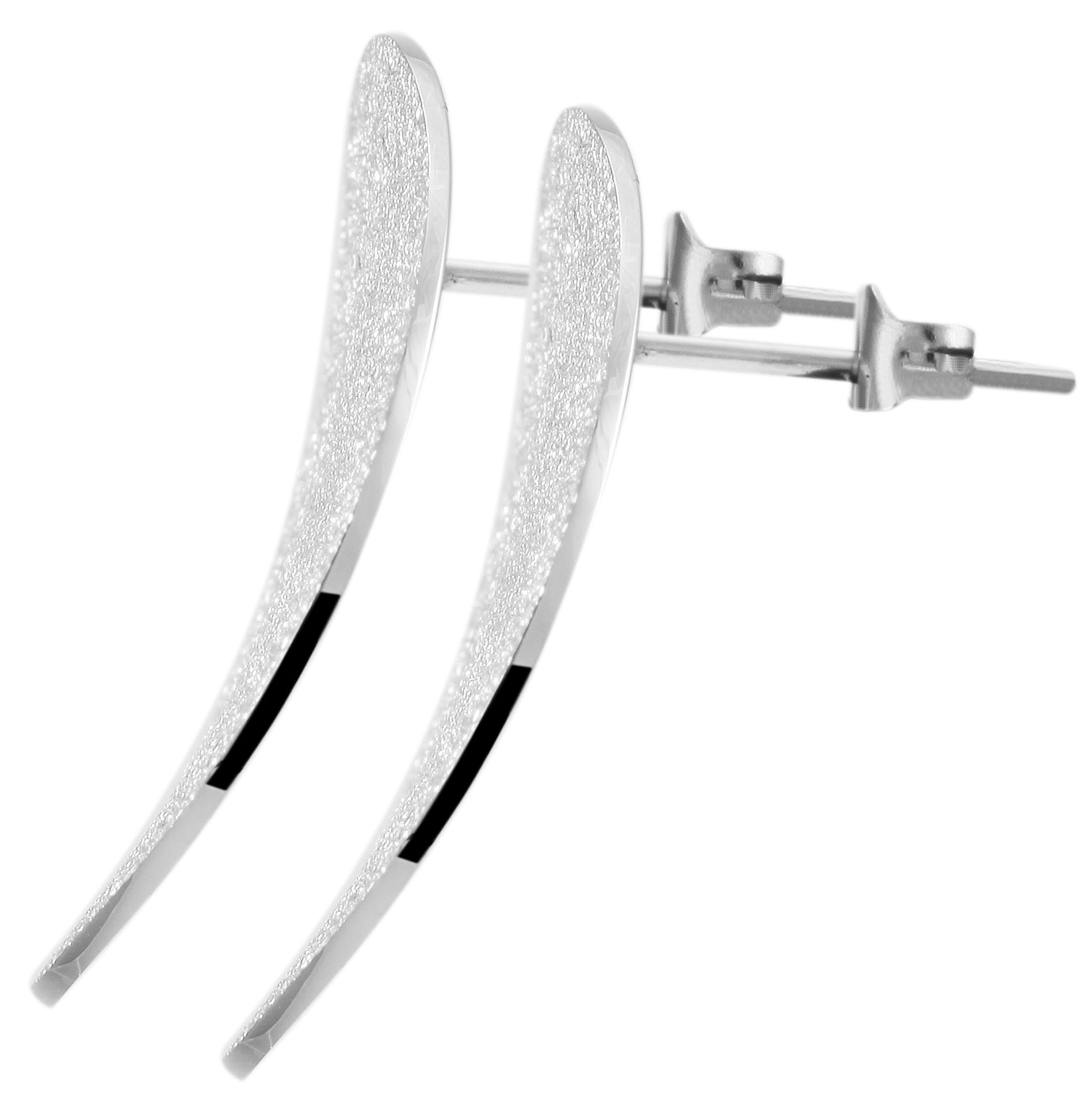 Akzent Edelstahl Ohrstecker, rund, sandmattiert, silberfarben