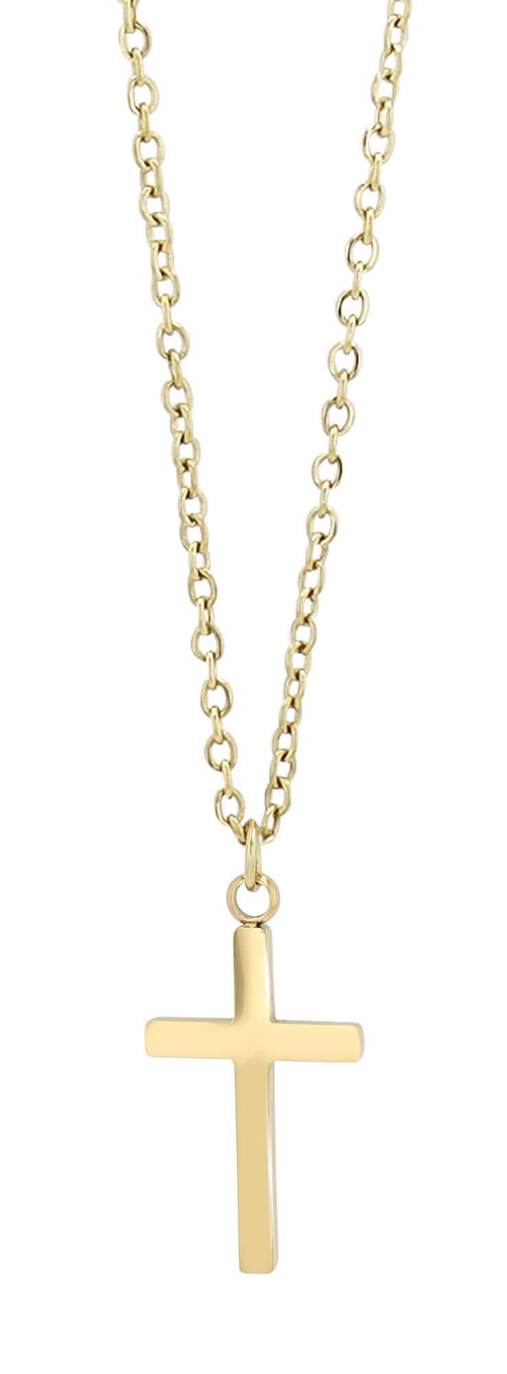"Eila" Edelstahl Kette mit Anhänger - Kreuz, 42 + 5cm, goldfarben