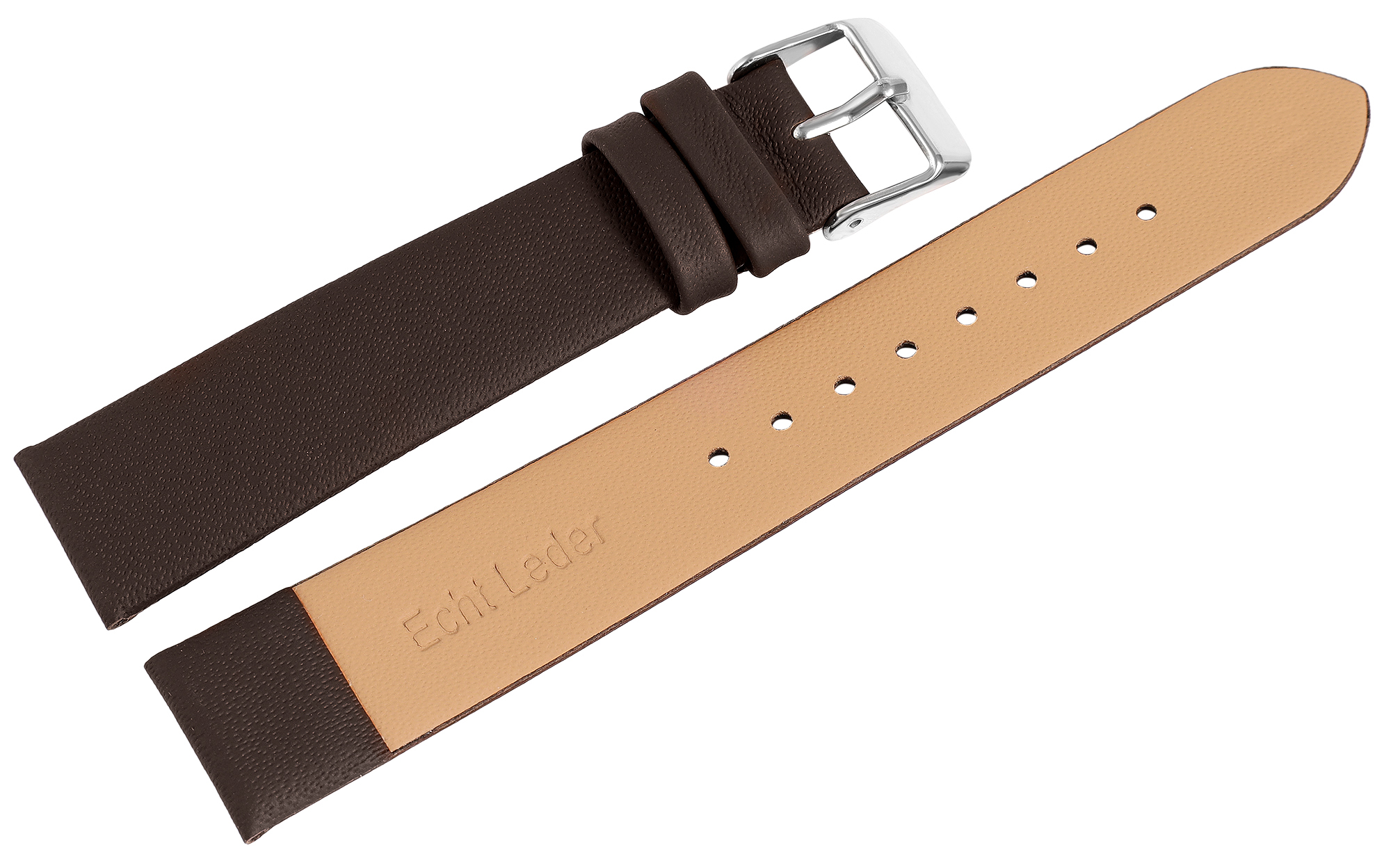 Echtleder-Uhrenarmband, braun, 20 mm