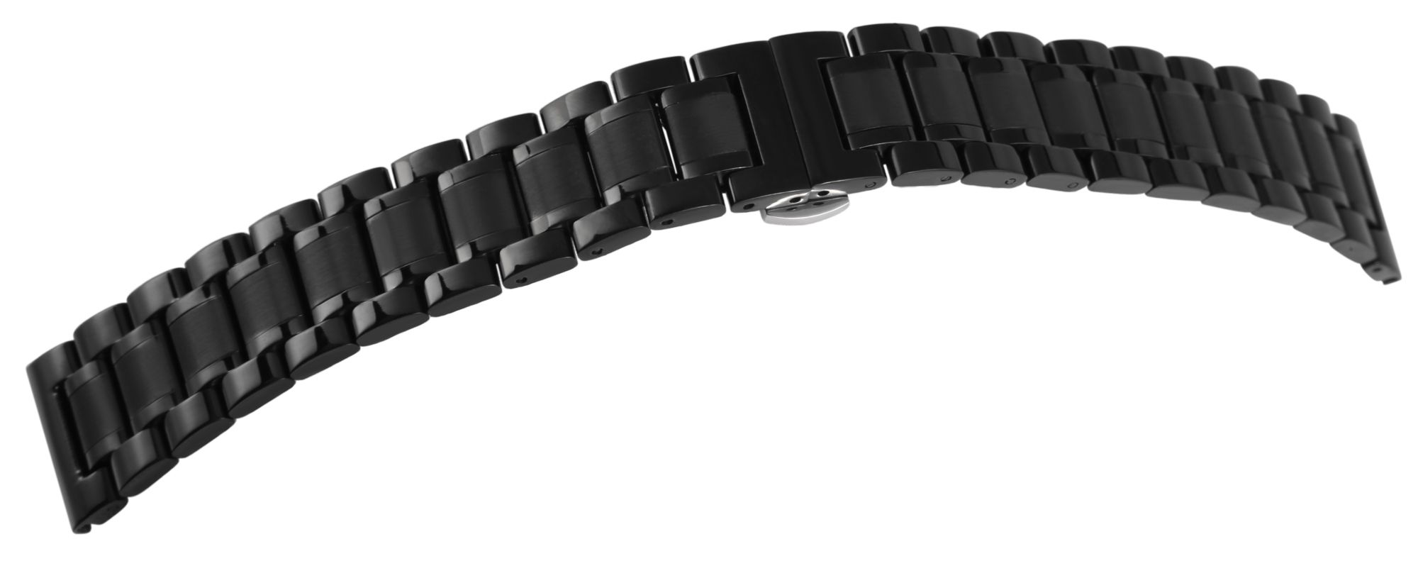 Edelstahl-Uhrenarmband, schwarz, Butterfly-Faltschließe, 18 mm