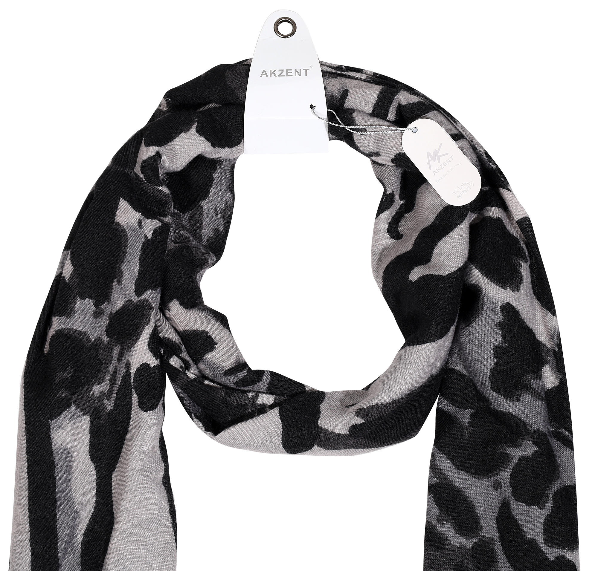 Winterschal Animal-Print schwarz/ grau , 100% Viskose, VE 4