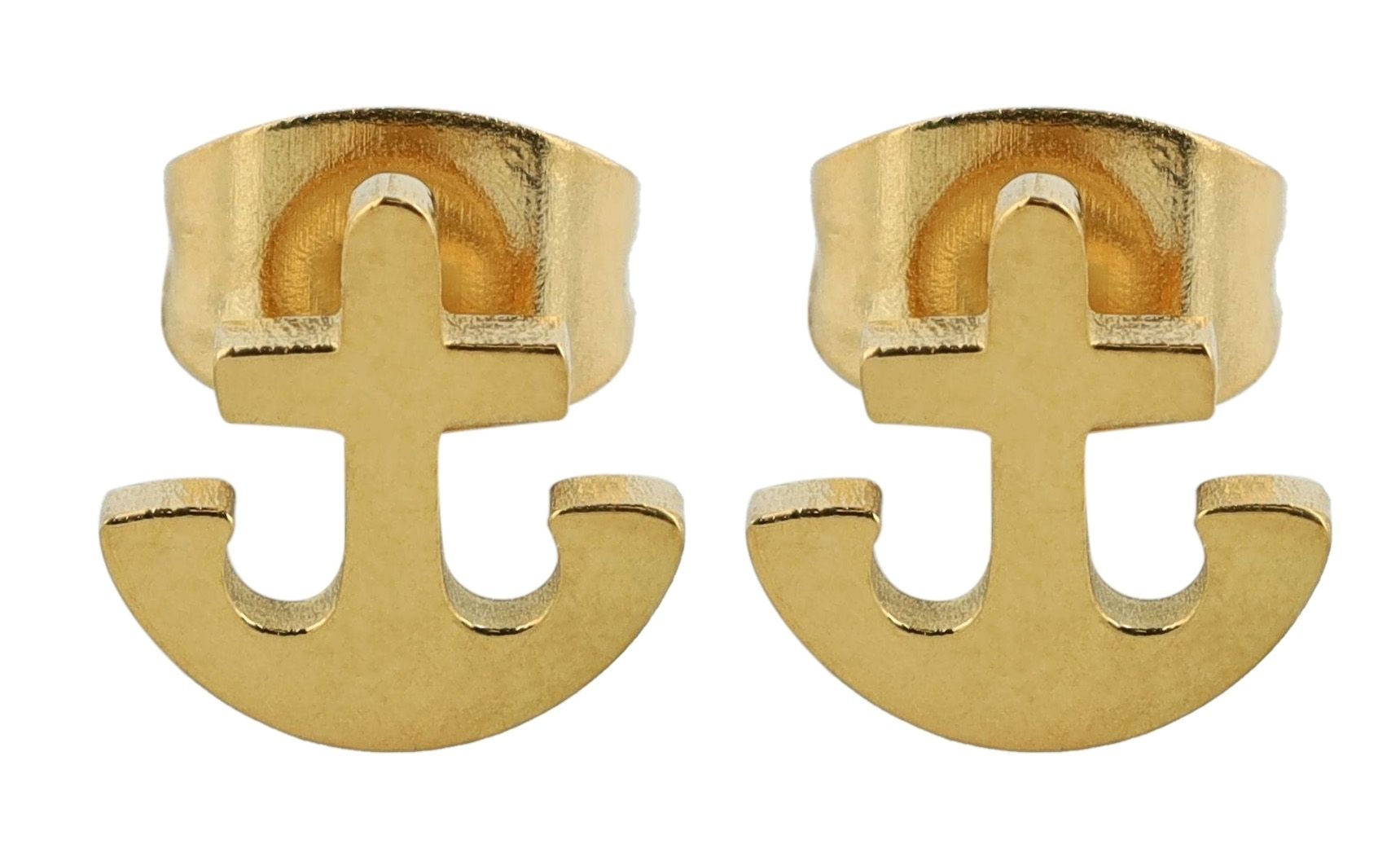 Akzent Ohrstecker "Talon" aus Edelstahl, maritim, 8 x 8 mm, goldfarben