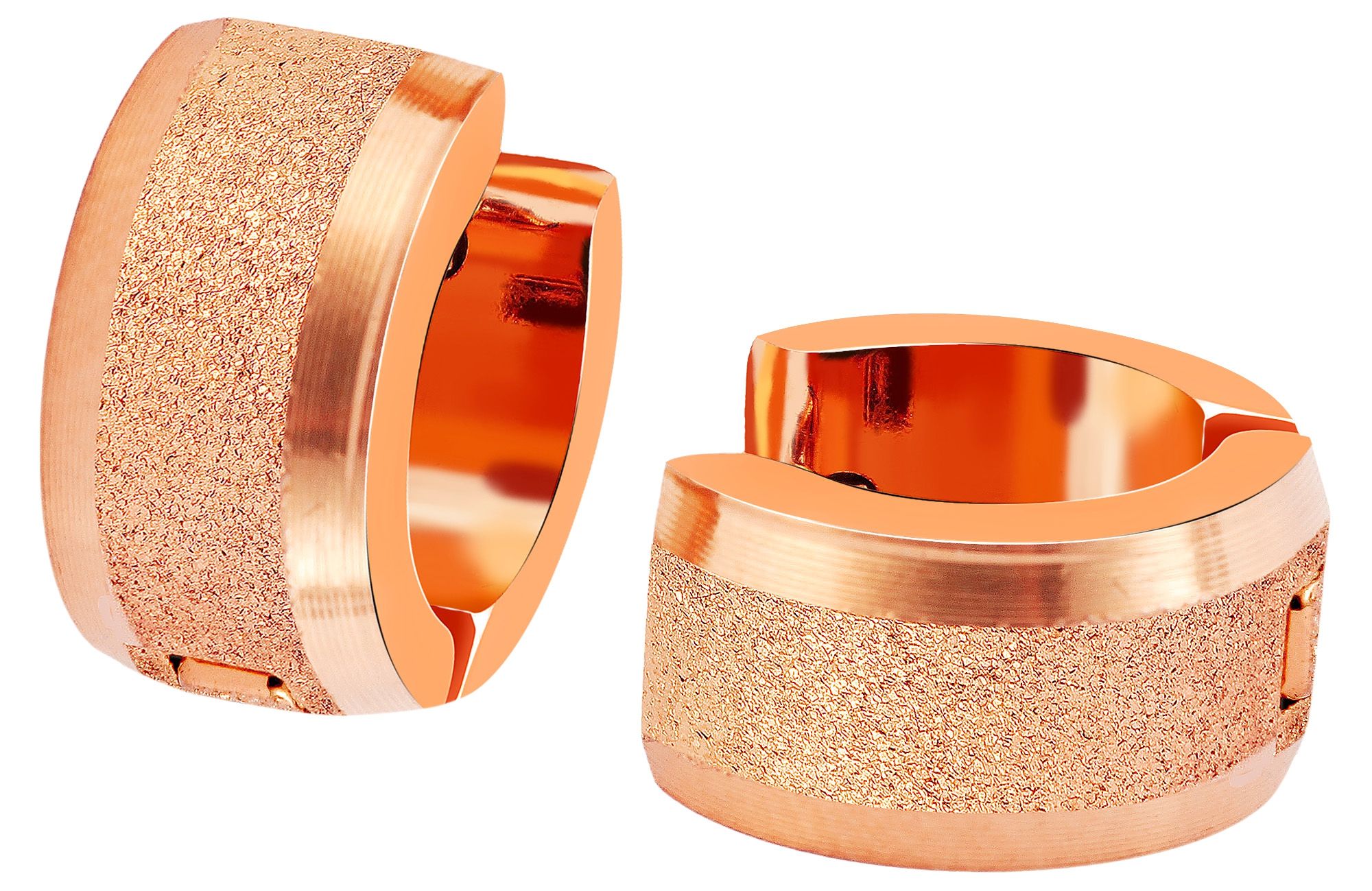 Akzent Edelstahl Klapp-Creolen, Durchmesser 13 mm, sandgestrahlt, roségoldfarben