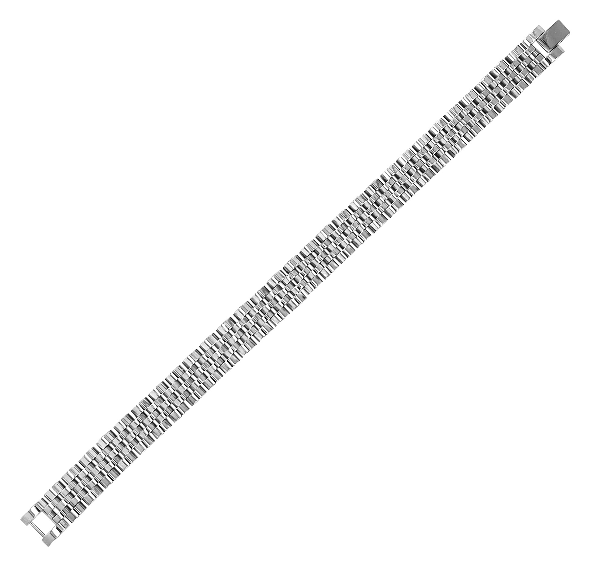 "Taron" Edelstahl Gliederarmband - Jubilee-Design, Länge 23 cm/ 12 mm, silberfarben