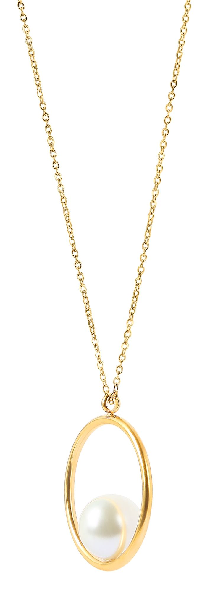 Akzent Edelstahlschmuckset (Kette und Ohrringe), mit Glasperlen, goldfarbig