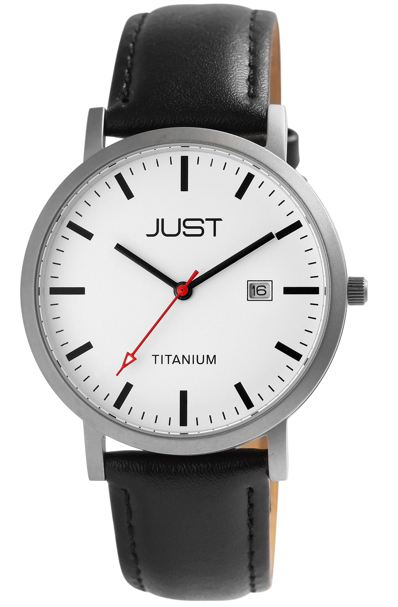 Just Titan Herrenuhr "Keenan" mit Echtlederband, 5 ATM, schwarz/weiß