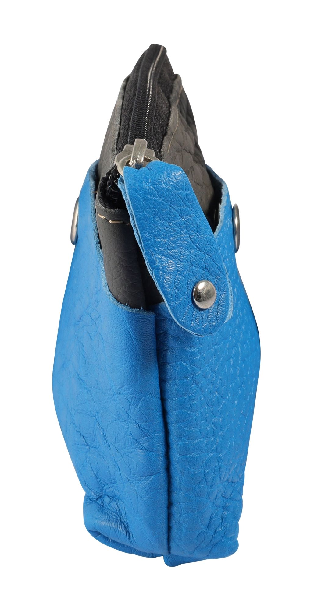 Excellanc Schlüsselbeutel aus Echtleder, blau/grau