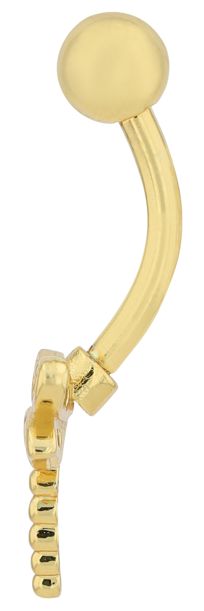 "Emy" Edelstahl-Bronze Bauchnabelpiercing, Länge 12 mm/ Stärke 1,8 mm, Libelle, Zirkonia, goldfarben