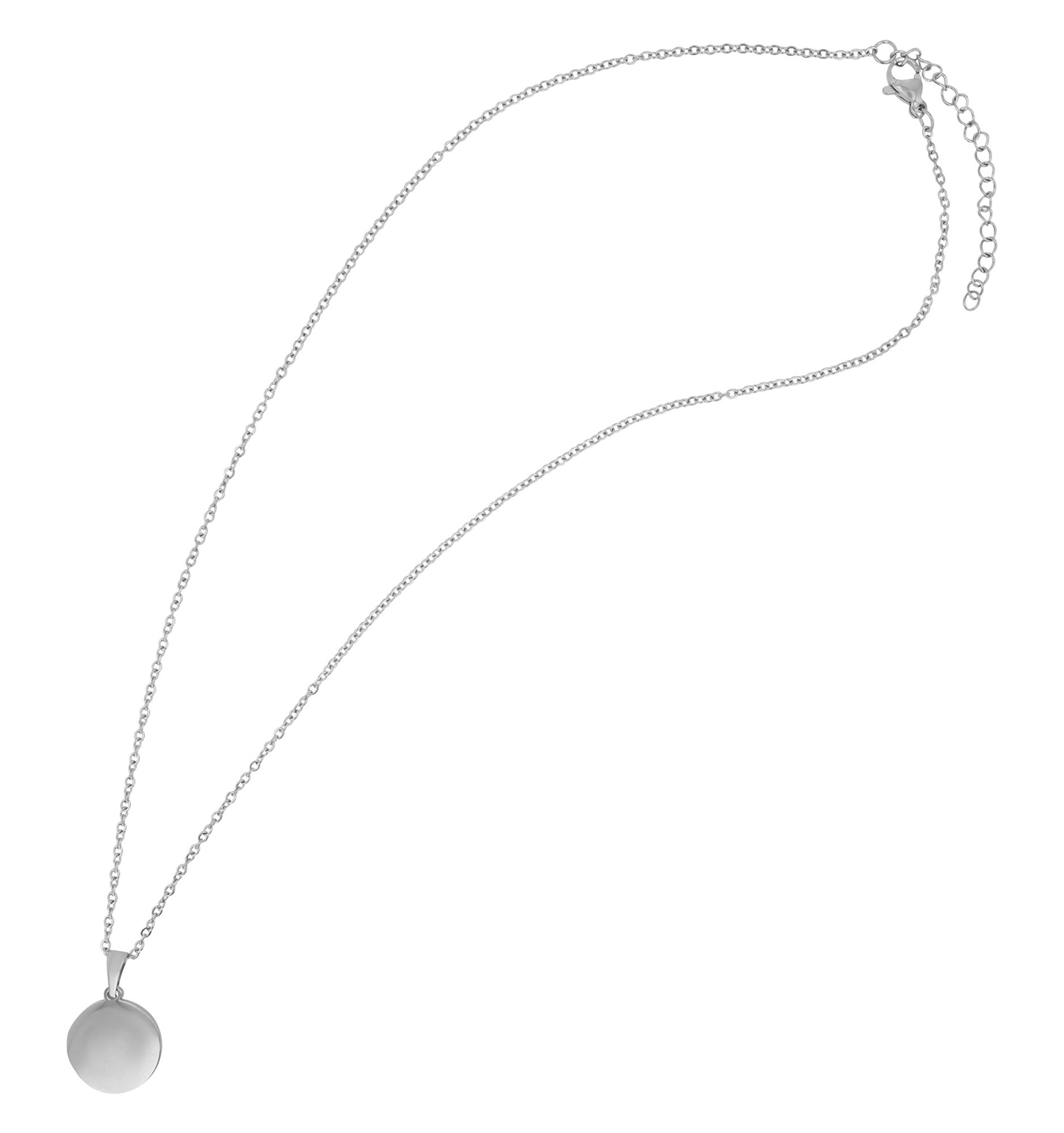 "Tabea" Edelstahlkette mit Gravurplatte, 43+5cm, silberfarben