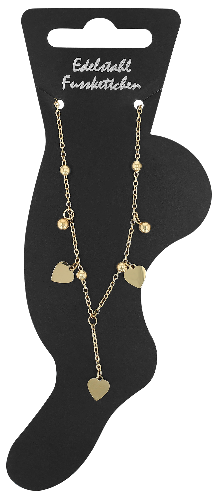 "Dafne" Fußkette mit Herzanhänger, Edelstahl, goldfarben
