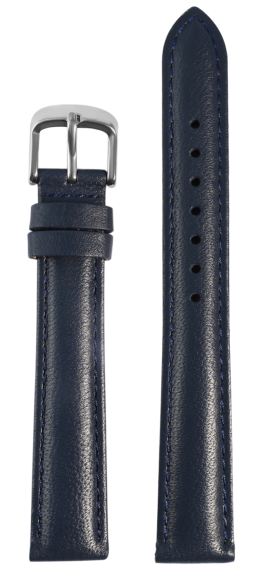 Gr 16 mm Uhrenarmband aus Echtleder in dunkelblau, genäht
