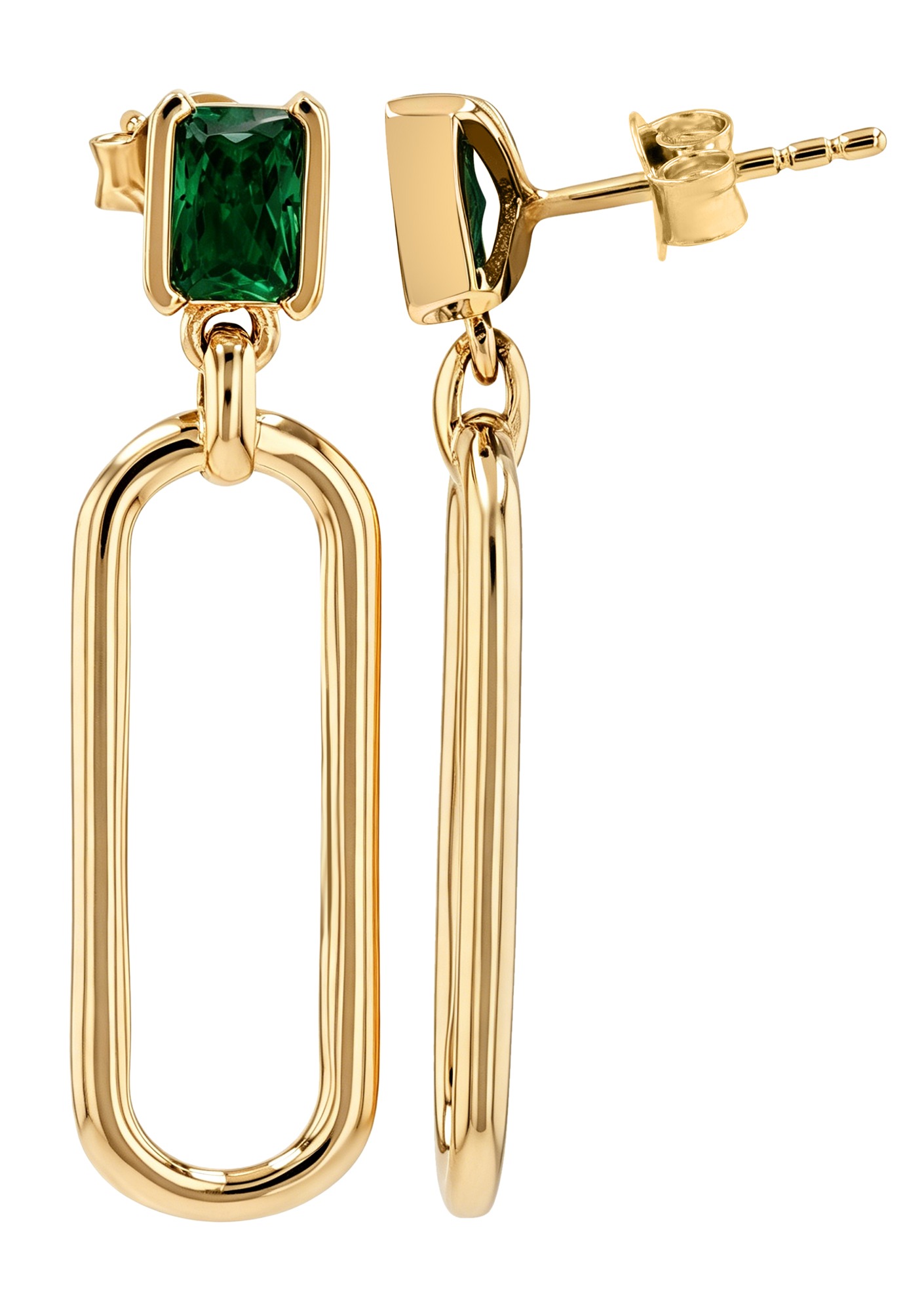 Sif Jakobs Jewellery 925/- Echt Silber Ohrstecker hängend "Roccanova Lungo", Zirkonia (grün), vgold.