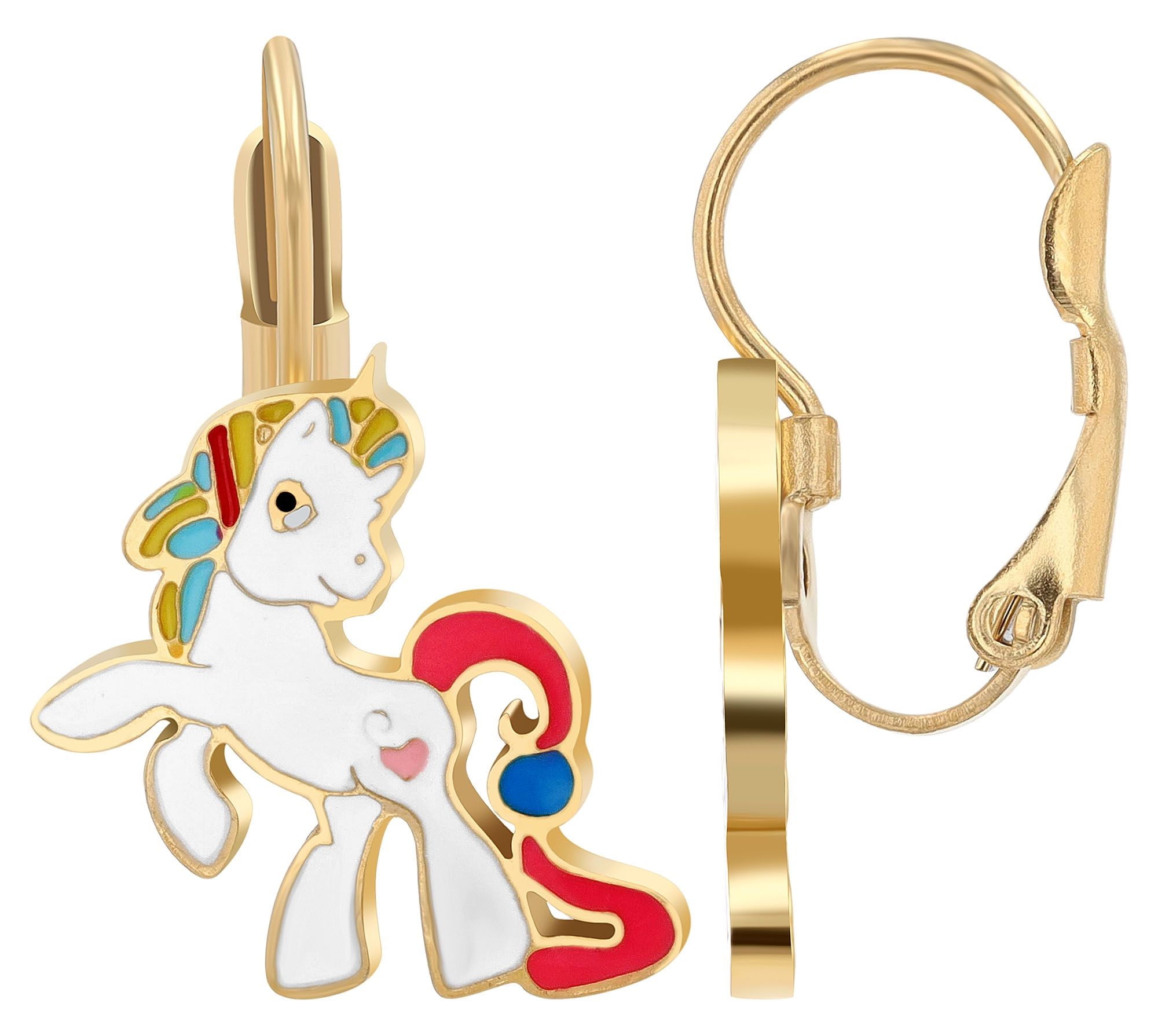 "Solara" Edelstahl Kinder Schmuckset - Einhorn, Kette (45+5cm) mit Anhänger und Ohrhängern, goldfarben