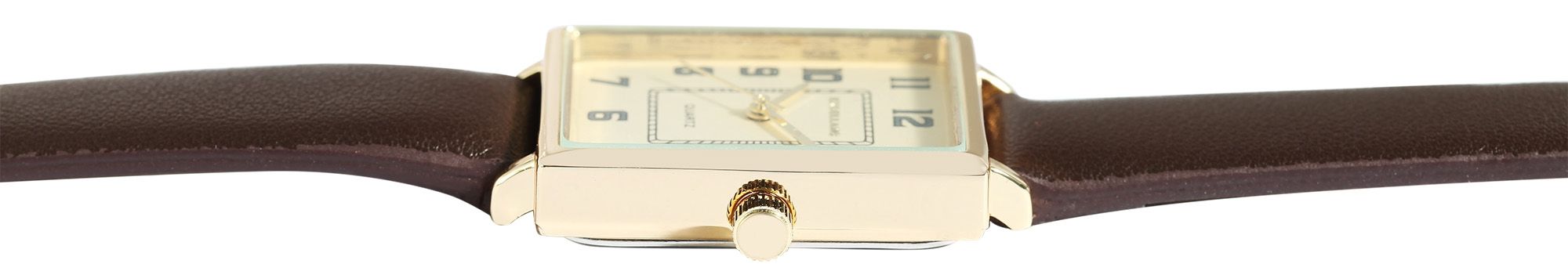 Excellanc Damenuhr mit Lederimitationsarmband, dunkelbraun/goldfarben