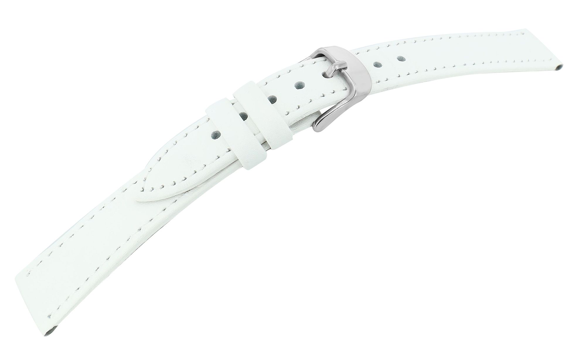 Echtleder-Uhrenarmband, weiß, 18 mm