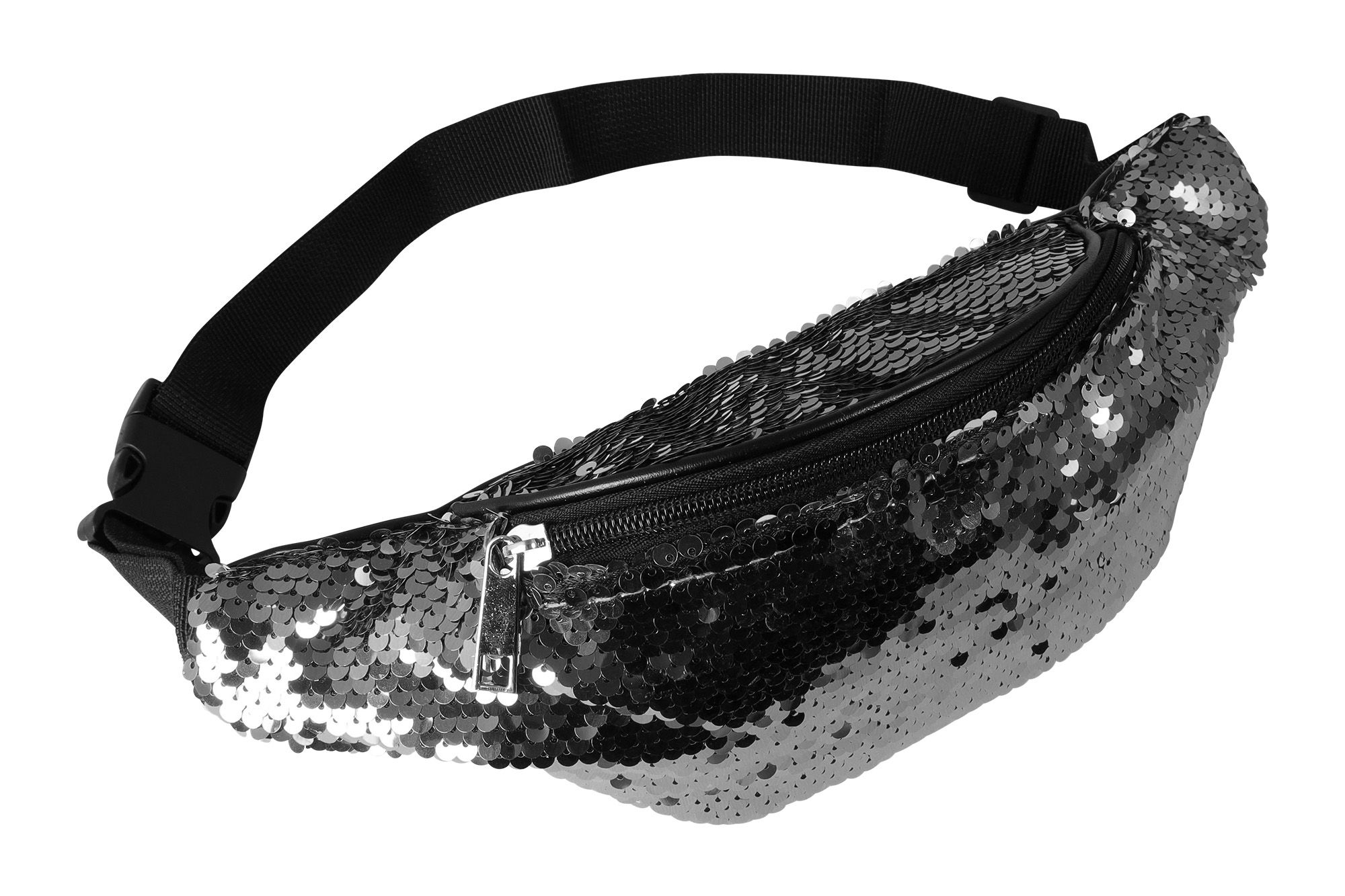 Gürteltasche mit silberfarben Pailetten