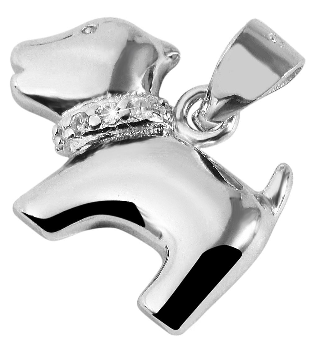 "Petty", 925/- Echt Silber Anhänger, Hund, Zirkonia, rhodiniert