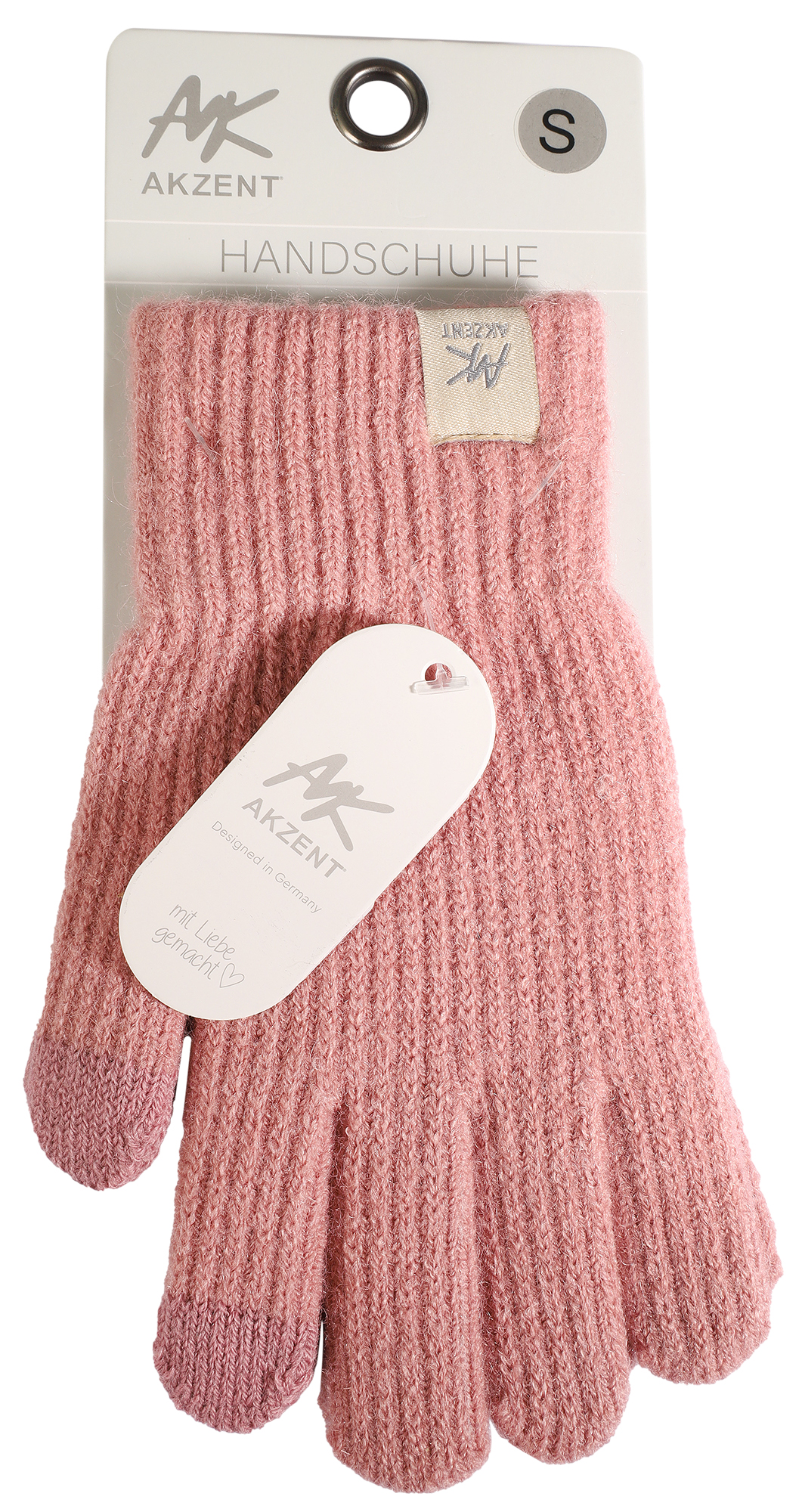 Damen-Handschuhe, Gr S, altrosa, Touch-Finger, 100% Polyester, VE-4