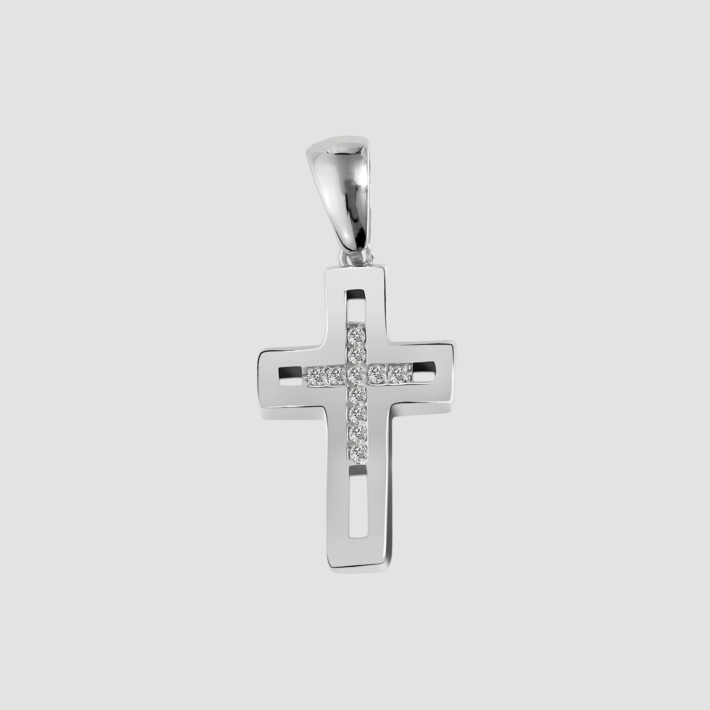 925/- Echt Silber Anhänger "Palmira", Kreuz, Zirkoniabesatz, 925/rhodiniert