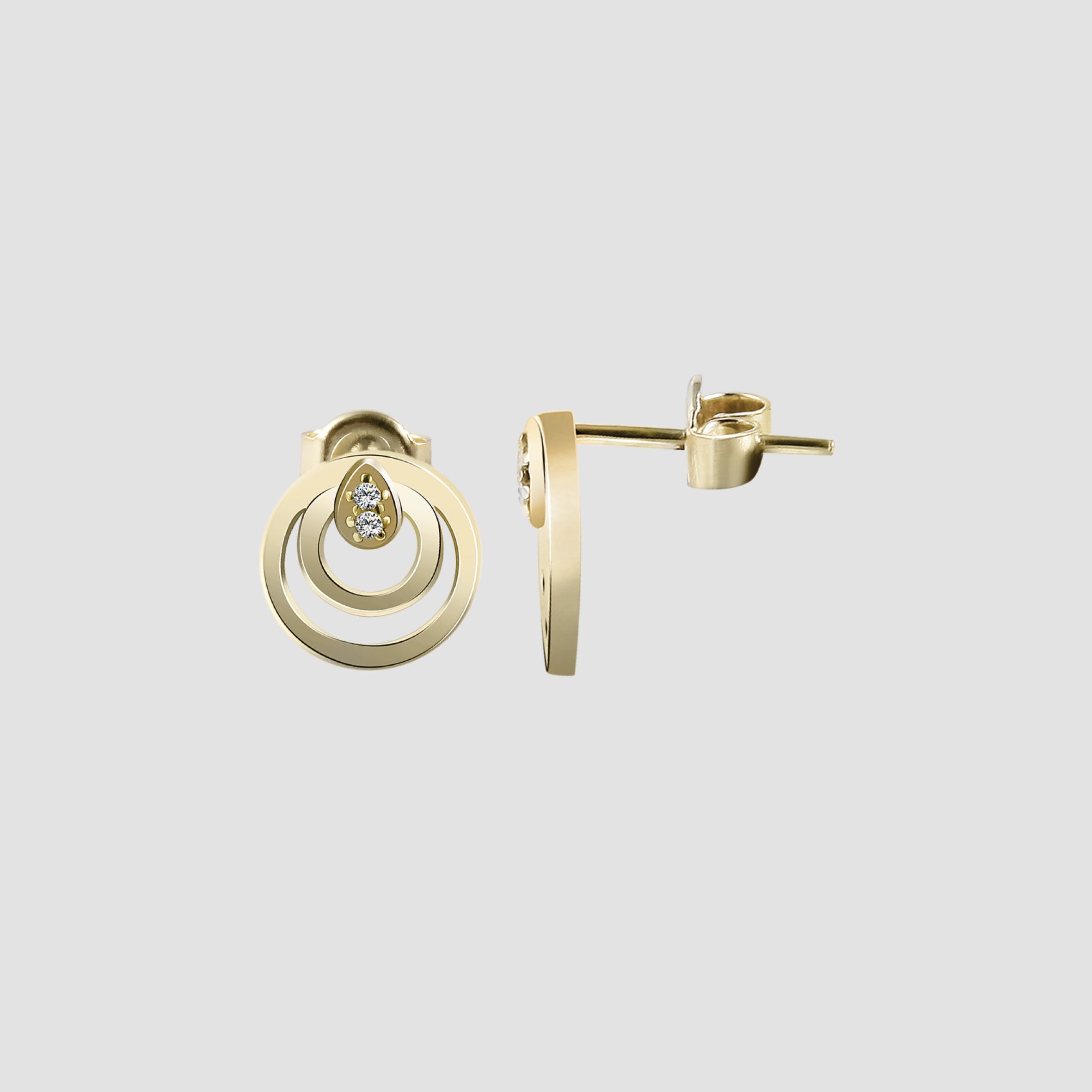 333/- Gold "Antonica" Ohrstecker mit Zirkoniabesatz, rund, 8 Karat, Gelbgold