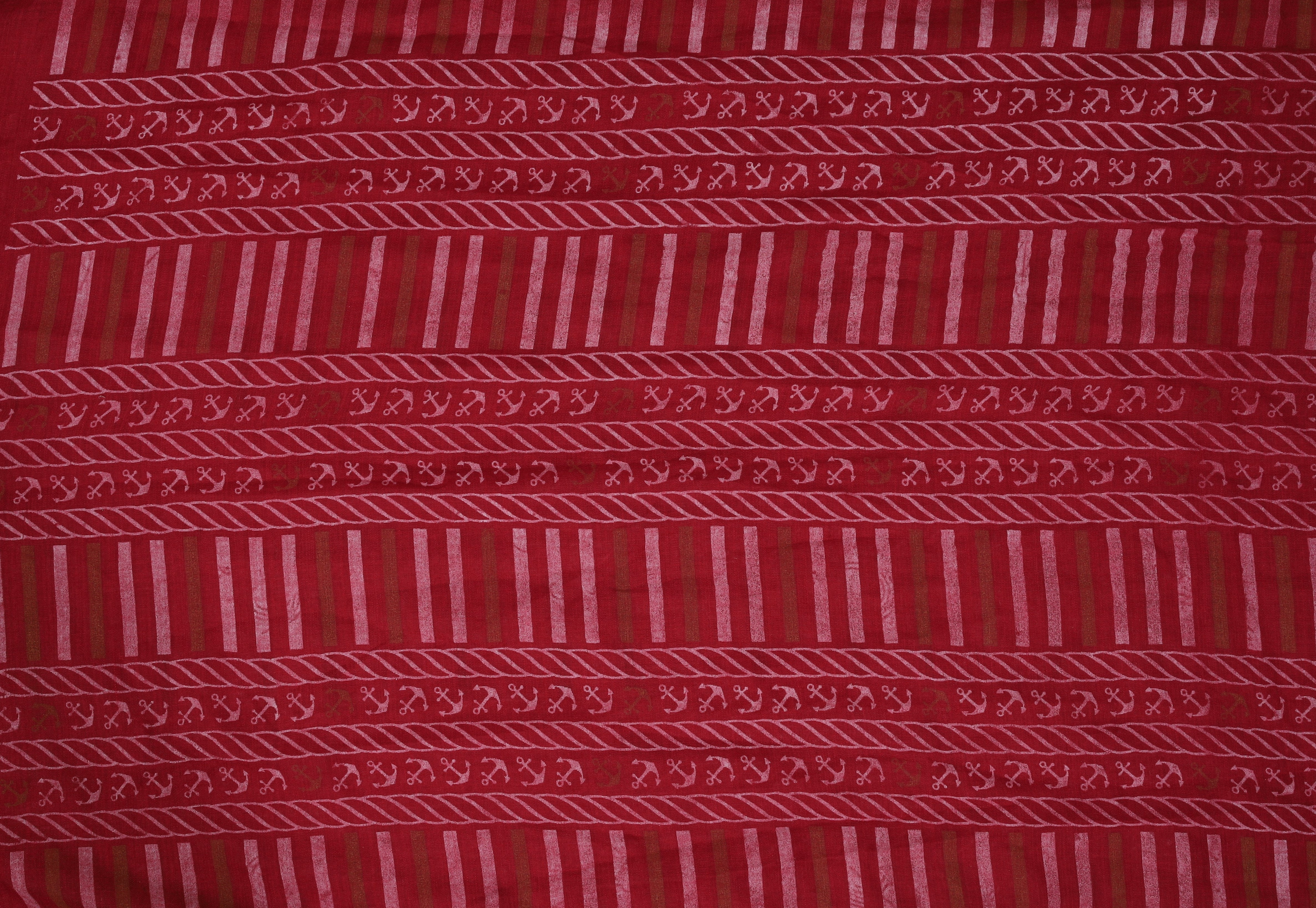 Schalpaket, 70 x 180 cm, 30% Baumwolle 70% Viskose, VE 4, rot/ beige + Anker