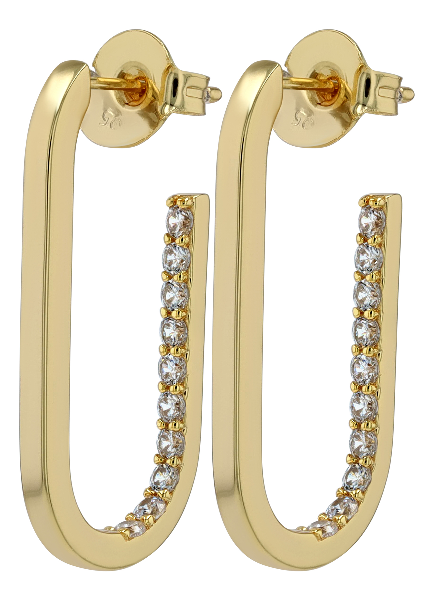 Sif Jakobs Jewellery 925/- Echt Silber ovale Halbcreole "Capizzi Medio", Zirkonia, vergoldet