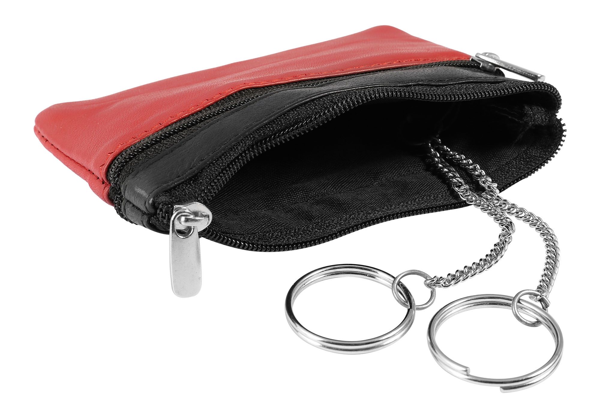 Excellanc Schlüsselbeutel aus Echtleder in rot/ schwarz