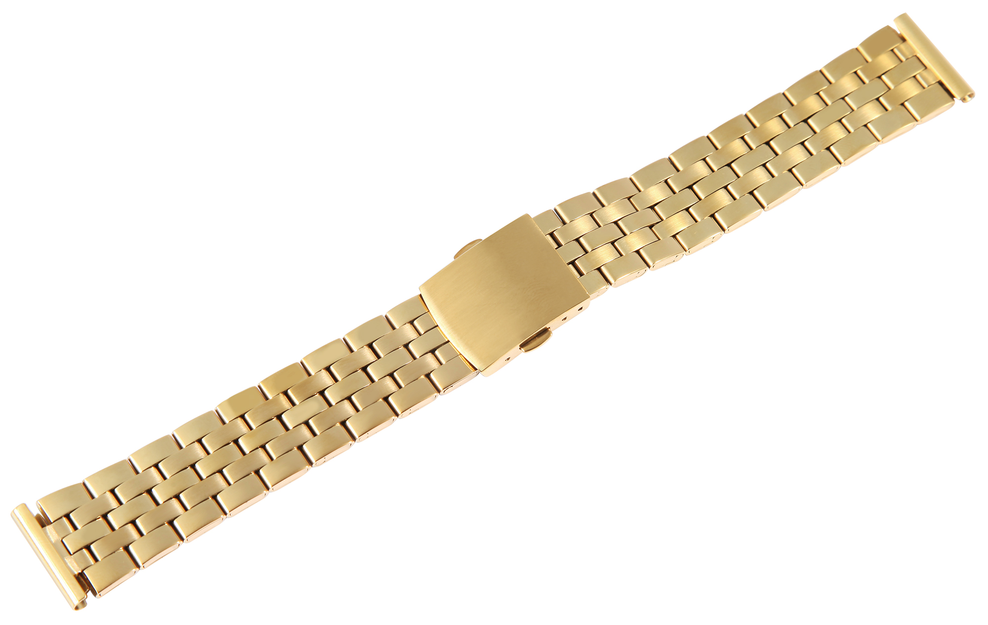 Edelstahl-Uhrenarmband mit Faltschließe, goldfarben, 12 mm