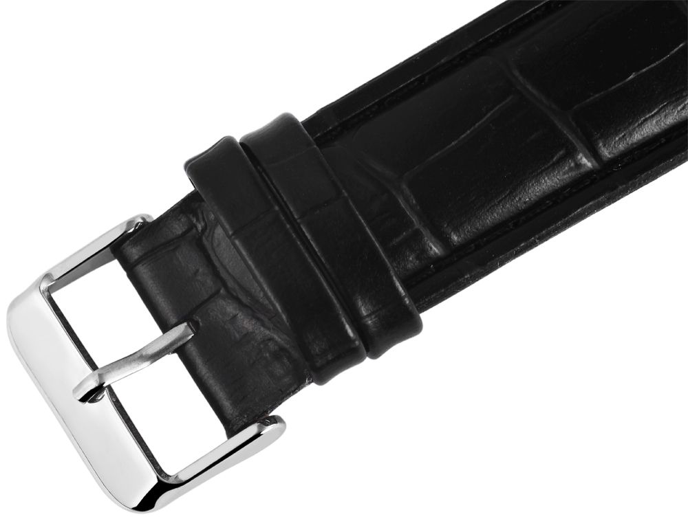 Flair Herrenuhr, Echtlederband, Triple-Time-Zone-Uhr, schwarz/ silberfarben