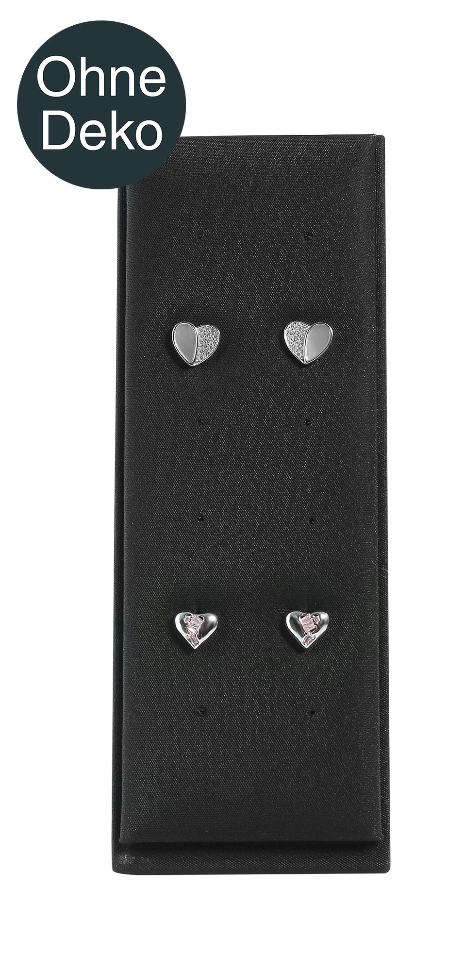 Aufsteller für 6 Paar Ohrstecker (Dekoserie Soft), PU-bezogen, 13,7 cm, schwarz