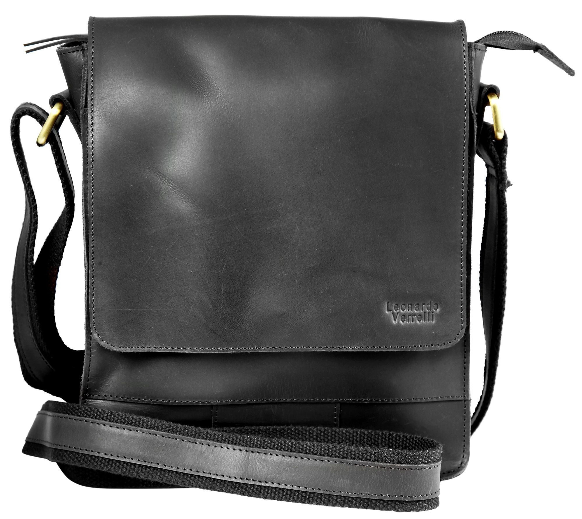 "Sirin" Leonardo Verrelli Echtleder Umhängetasche Echtledertasche, schwarz