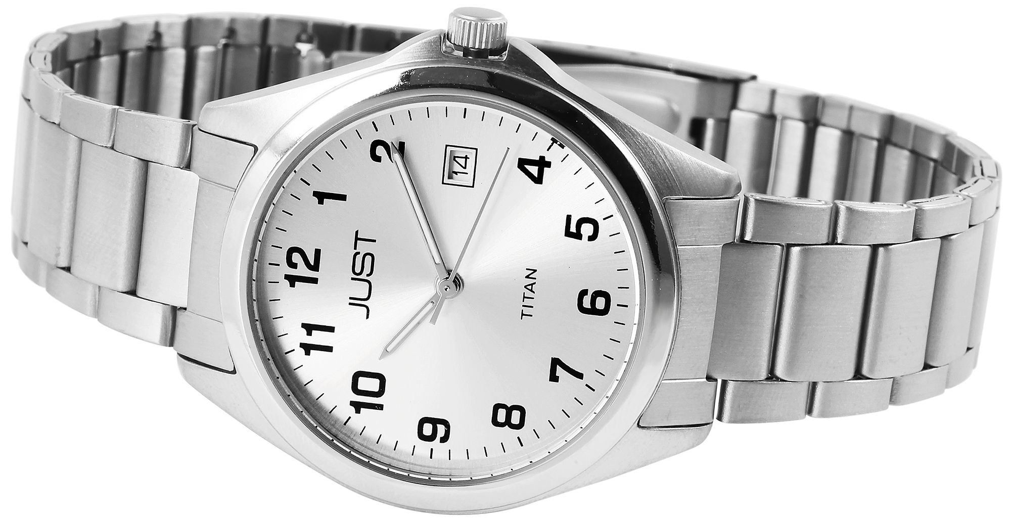 Just Herrenarmbanduhr aus Titan, silberfarben
