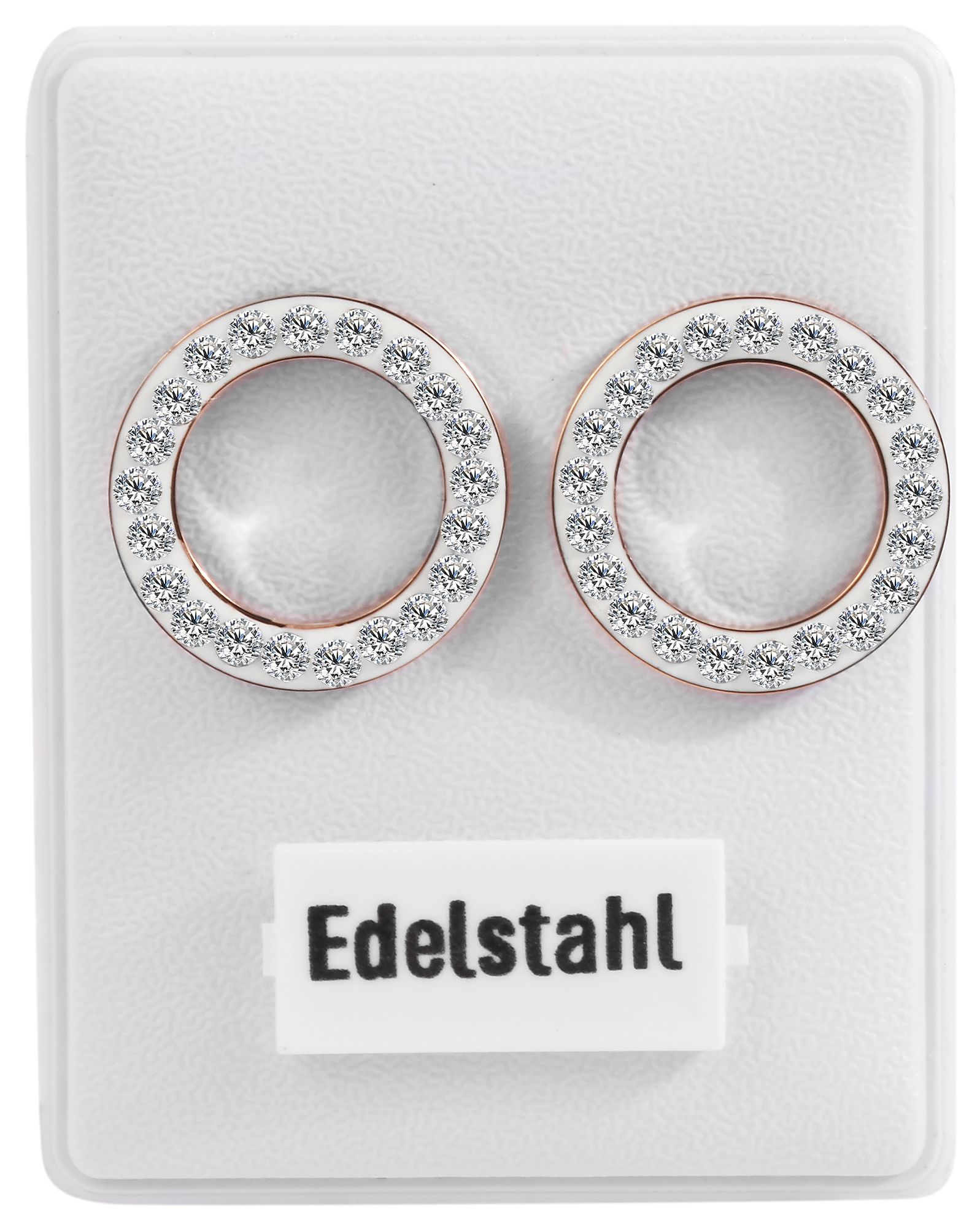 Akzent Ohrstecker, Edelstahl, Similibesatz, roségoldfarben