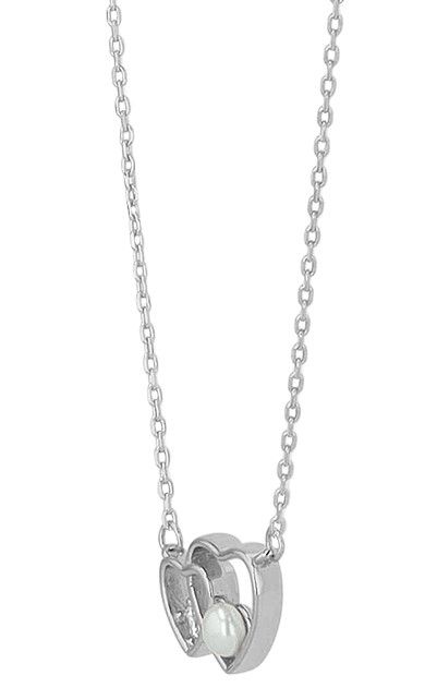 "Ando", 925/- Echt Silber Kette, Herz Anhänger, Süßwasserperle, silberfarben, rhodiniert