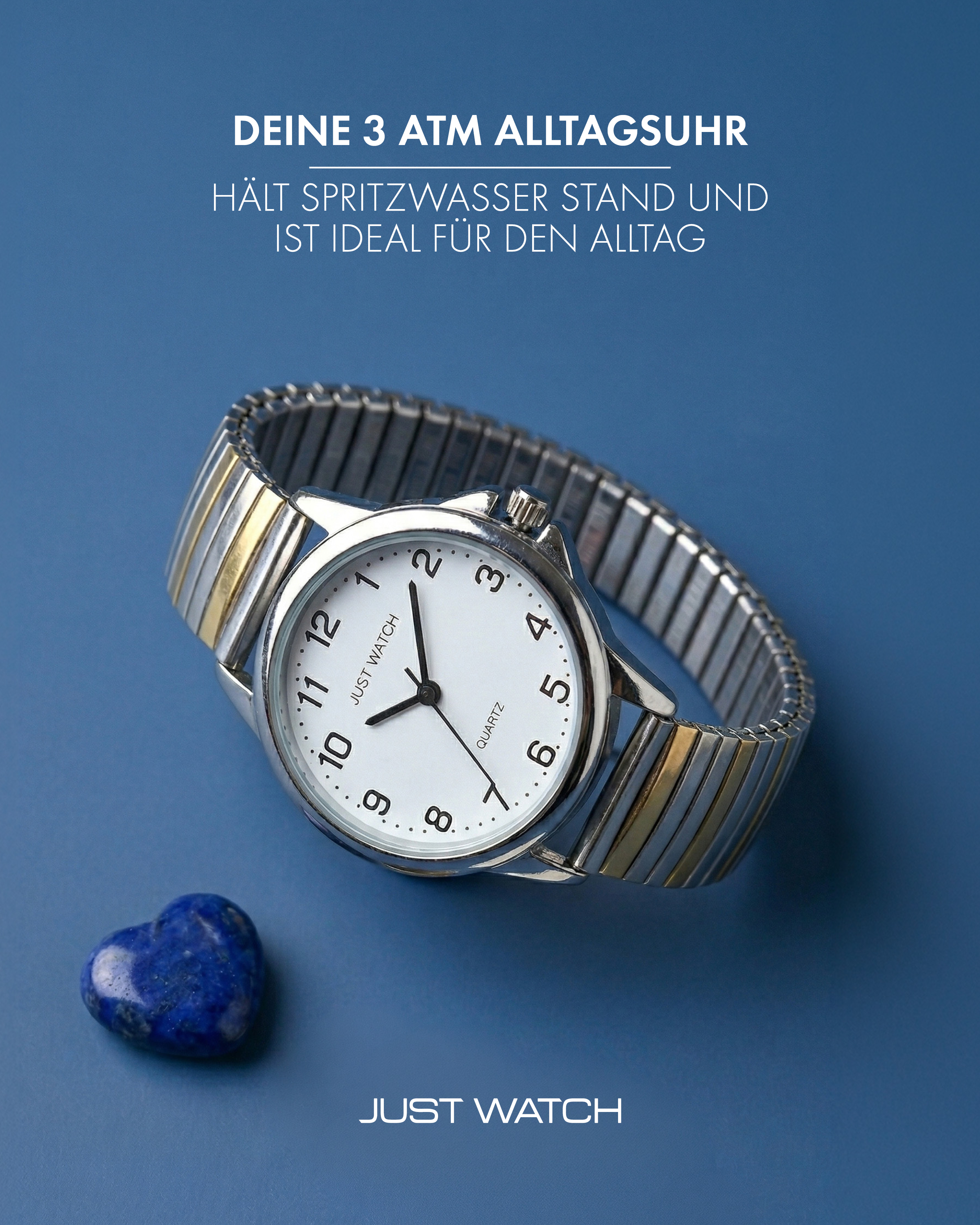 JUST WATCH "Angelique" Damenuhr Ø 29 mm Edelstahlzugband, bicolor/ weiß