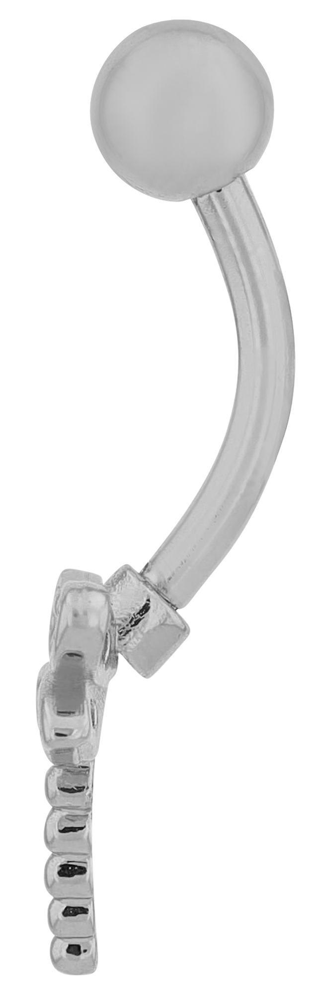 "Emy" Edelstahl-Bronze Bauchnabelpiercing, Länge 12 mm/ Stärke 1,8 mm, Libelle, Zirkonia, silberfarben