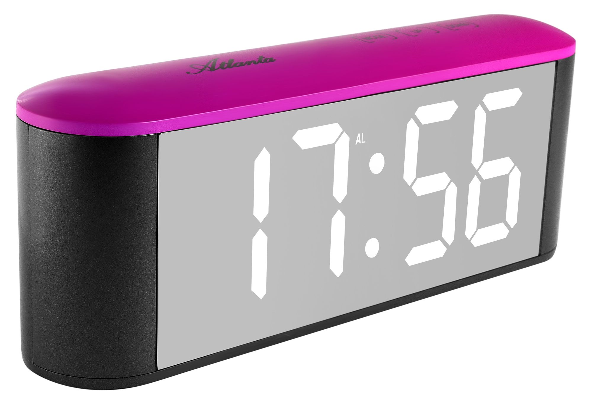 Atlanta LED-Netzwecker, grau/pink