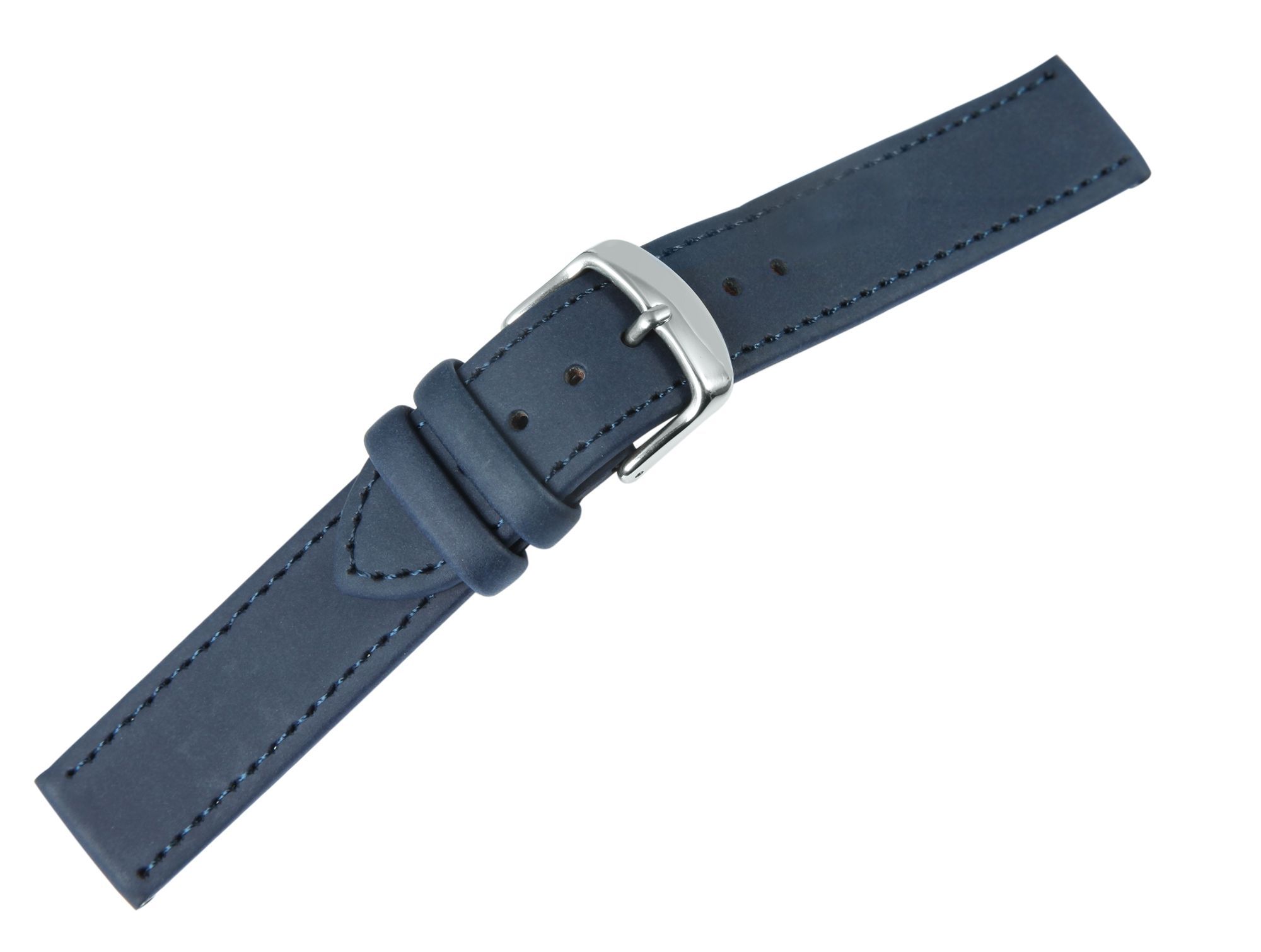 Echtleder Uhrenarmband, flach, dunkelblau, 12 mm