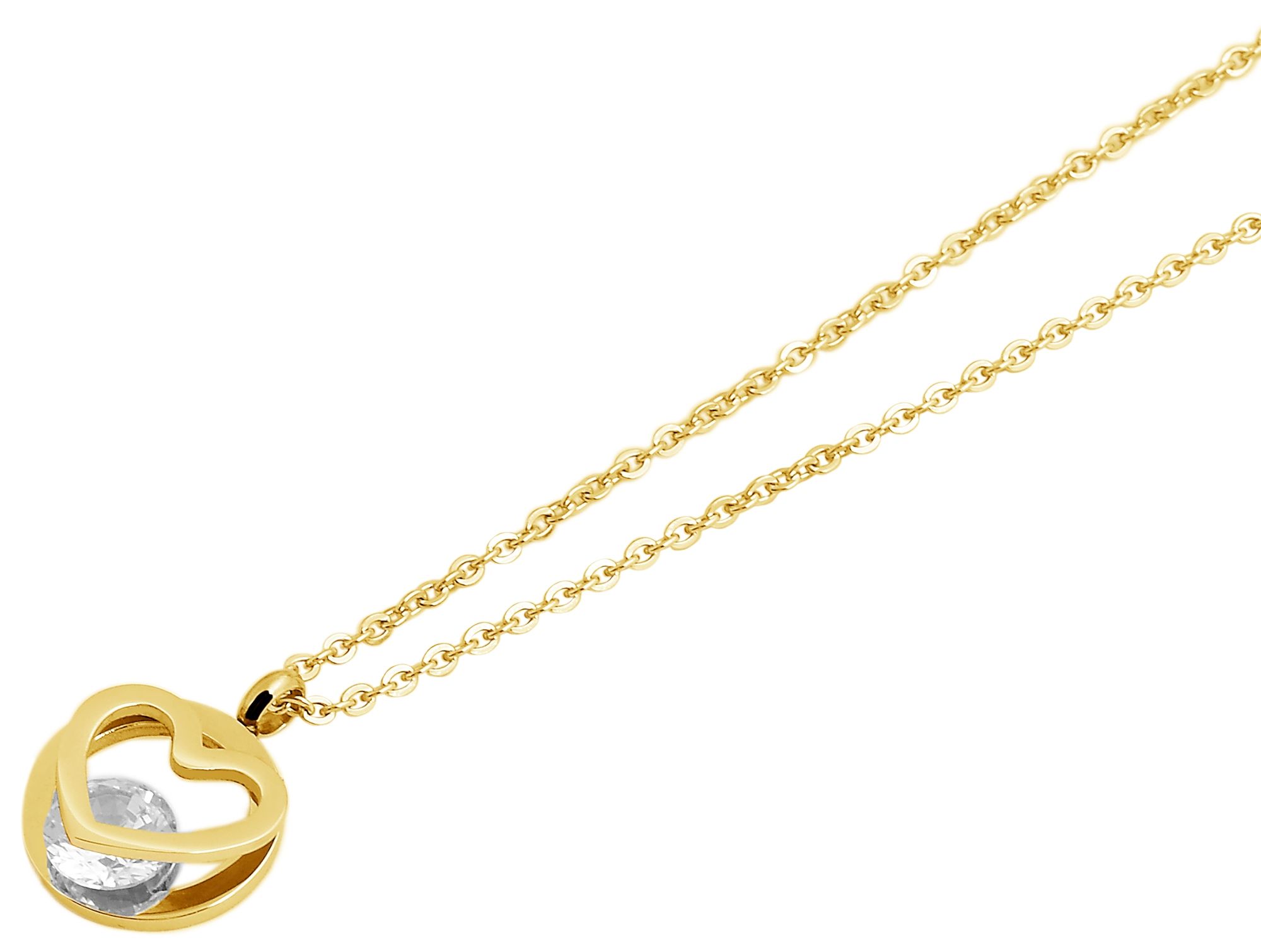 "Evans" Edelstahlkette mit Herzanhänger 45 + 5 cm, goldfarben