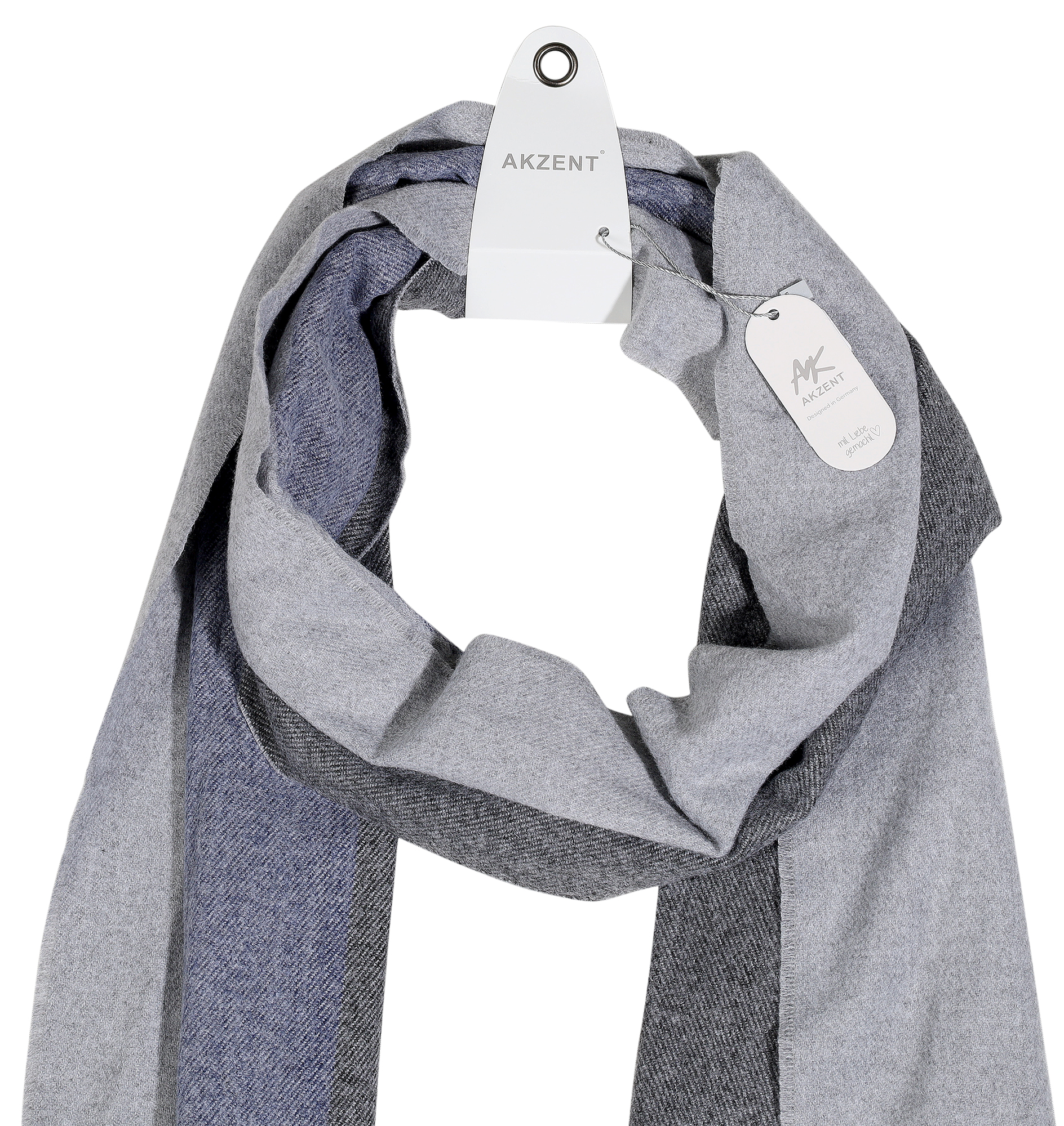 Herren Winterschal, grau/ blau, 100% Polyester VE 4