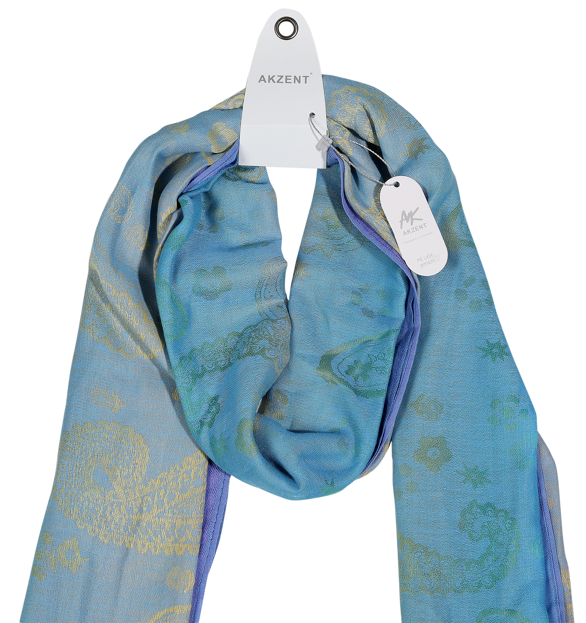 Schalpaket, 100% Polyester, VE 4, Paisley-Muster - Peacock (blau-grün)
