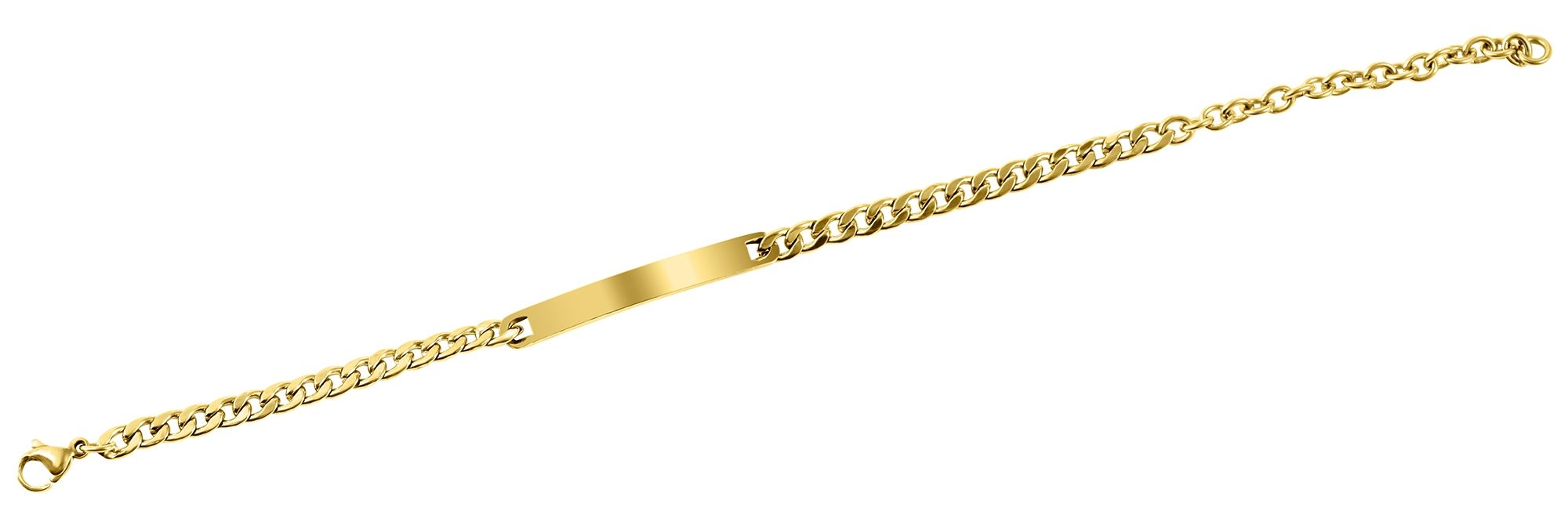 "Baku", Akzent Panzerarmband aus Edelstahl, Gravurplatte, goldfarben, 16 cm